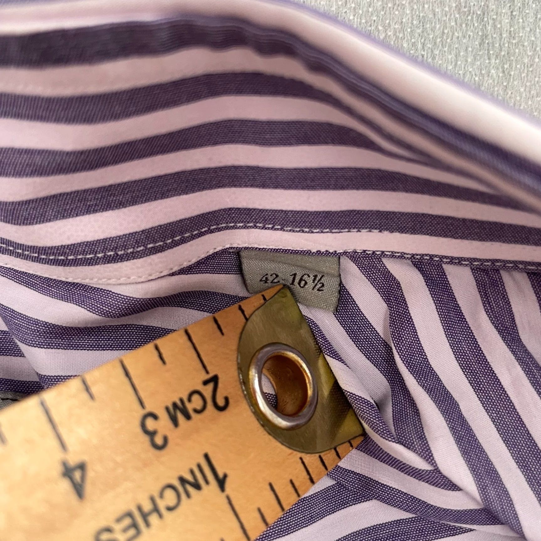 Canali Canali Shirt Adult Large Purple Stripe Button Up Long Sleeve Cotton Mens Size US L / EU 52-54 / 3 - 5 Thumbnail