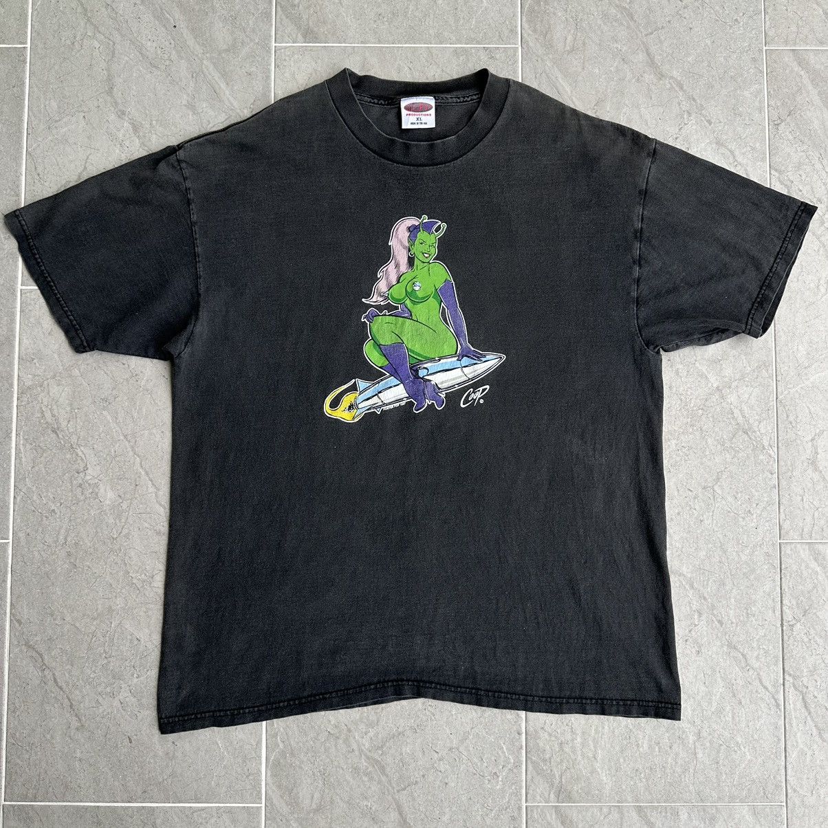 Vintage Sunfaded! Vintage Coop 1997 Poster Pop Devil Rare Tee Shirt Size US XL / EU 56 / 4 - 1 Thumbnail