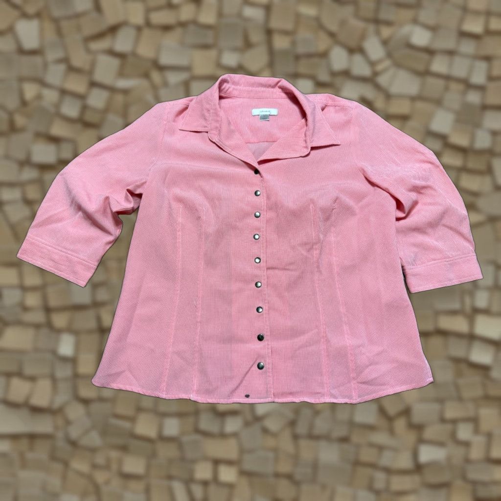 Vintage VINTAGE CJ Banks Jacket, Women's Plus 1X, Red White, Long Sleeve, Button Up Blouse Size XL / US 12-14 / IT 48-50 - 1 Thumbnail