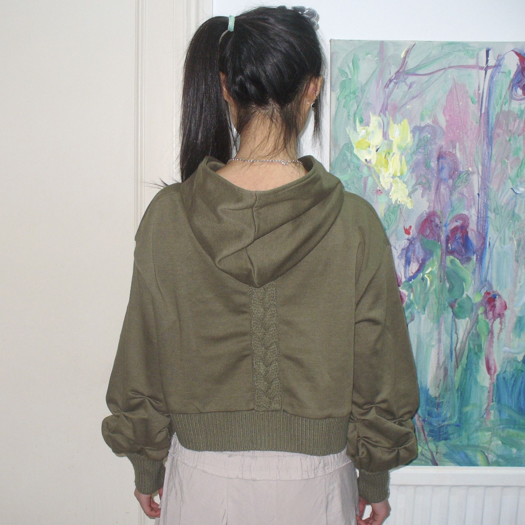 Other Japanese preloved cropped army green hoodie Size ONE SIZE - 3 Thumbnail