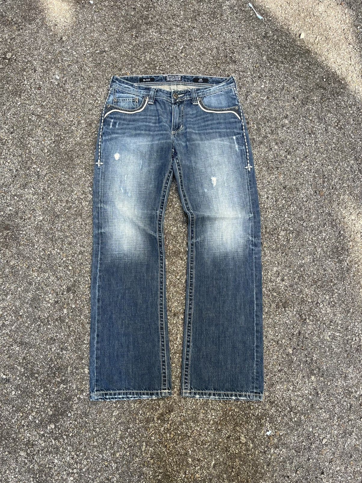Affliction Vintage Y2K Affliction Jeans Blake Tribal Cross Skulls Size US 32 / EU 48 - 2 Thumbnail