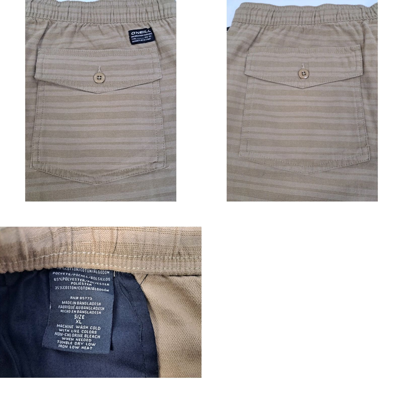 O'Neill NWT O'Neill Bermuda Shorts Striped Brown XL Men's Drawstring Pockets 7in Relaxed Beach Casual Pants Shorts Size US 36 / EU 52 - 8 Thumbnail