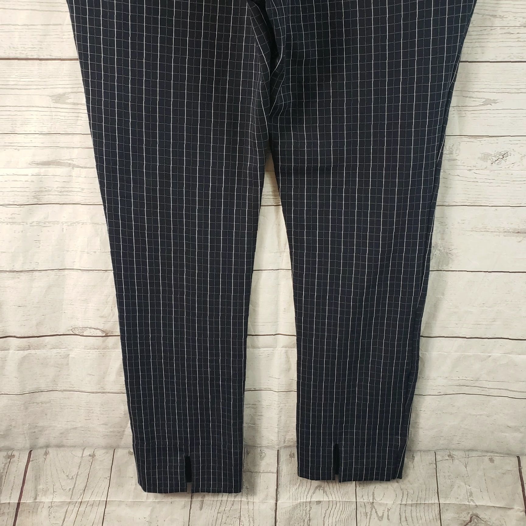 Vintage One5One Womens Ponte Knit Pull On Pants Sz Large Blue White High Rise Size 36" / US 14 / IT 50 - 5 Thumbnail