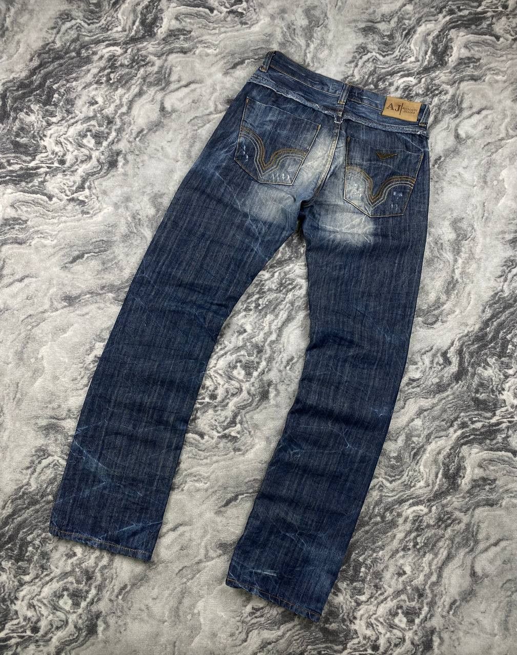 Armani Armani Jeans Big Monogram Logo Distressed Denim Jeans Size US 29 - 2 Thumbnail