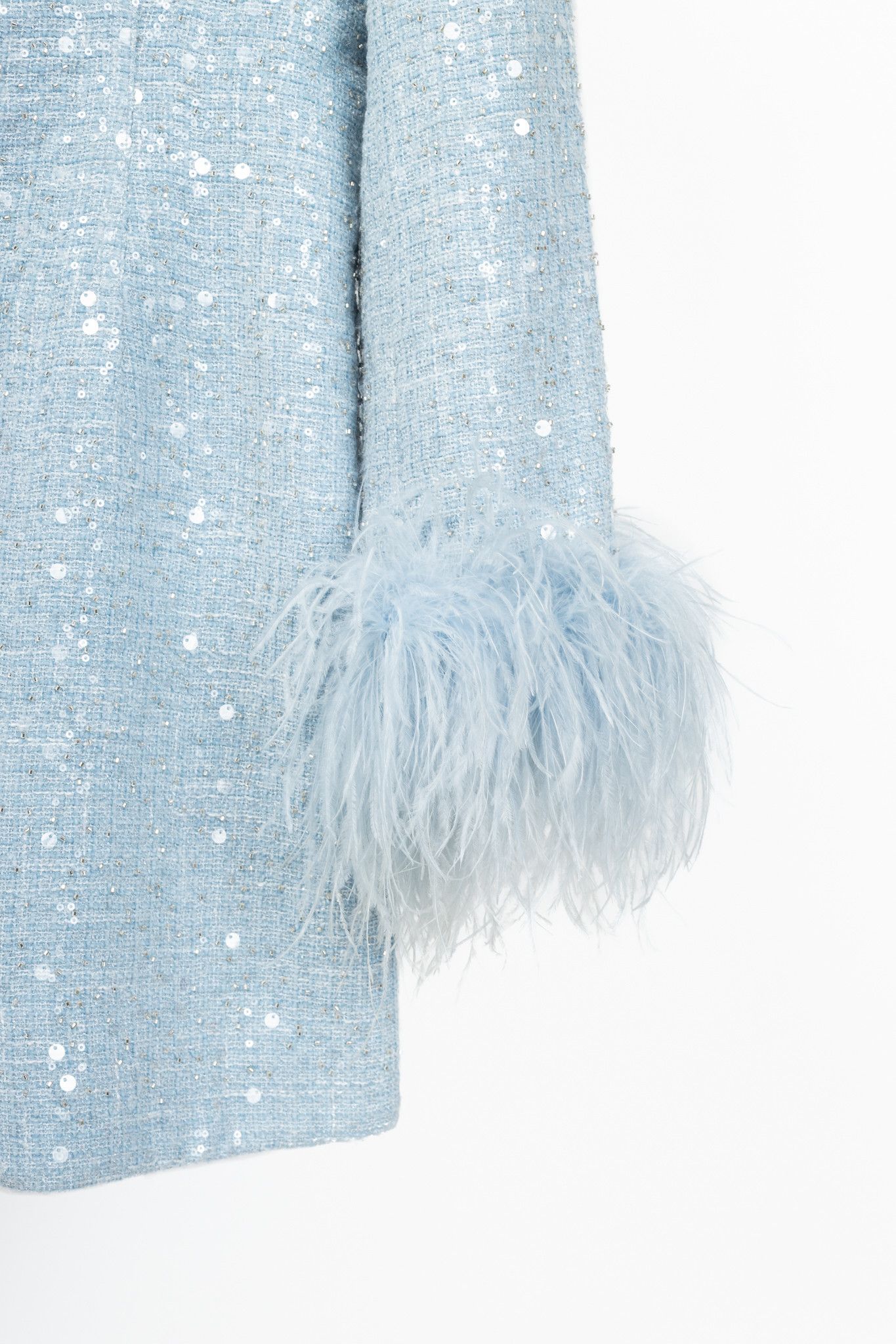 Self-Portrait Self-Portrait SS24 Blue Sequin Boucle Feather Mini Dress Size M / US 6-8 / IT 42-44 - 7 Thumbnail