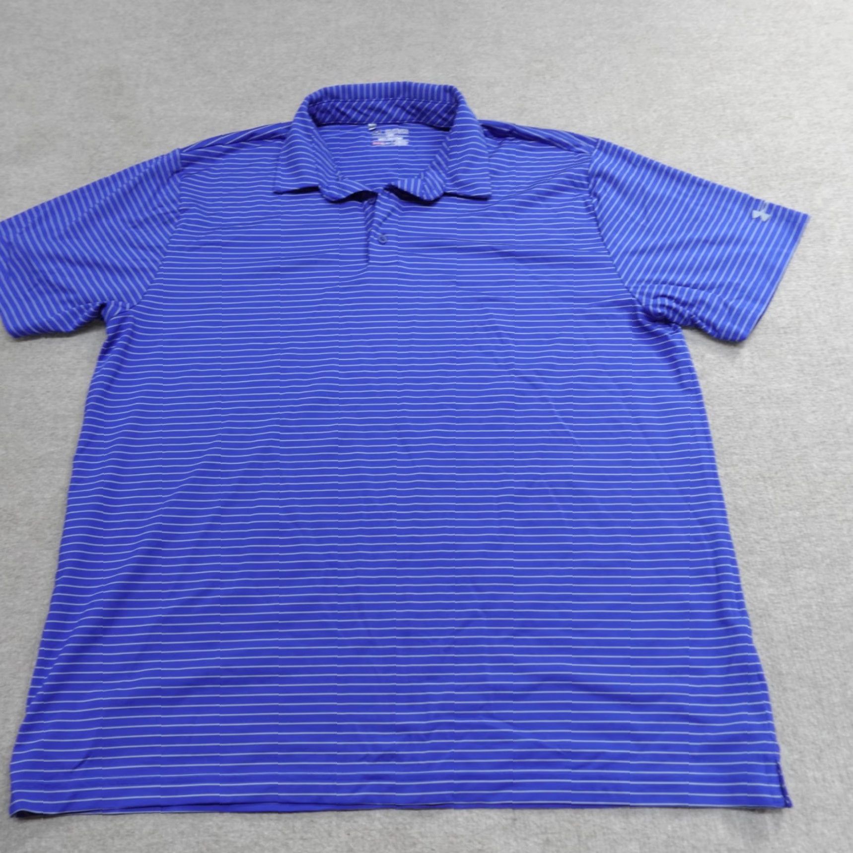 Under Armour Under Armour Polo Shirt 2XL Blue Striped Polo 2XL Men Athletic Regular Short Sleeve Button Collared HeatGear Knitted/Activewear Size US XXL / EU 58 / 5 - 2 Thumbnail