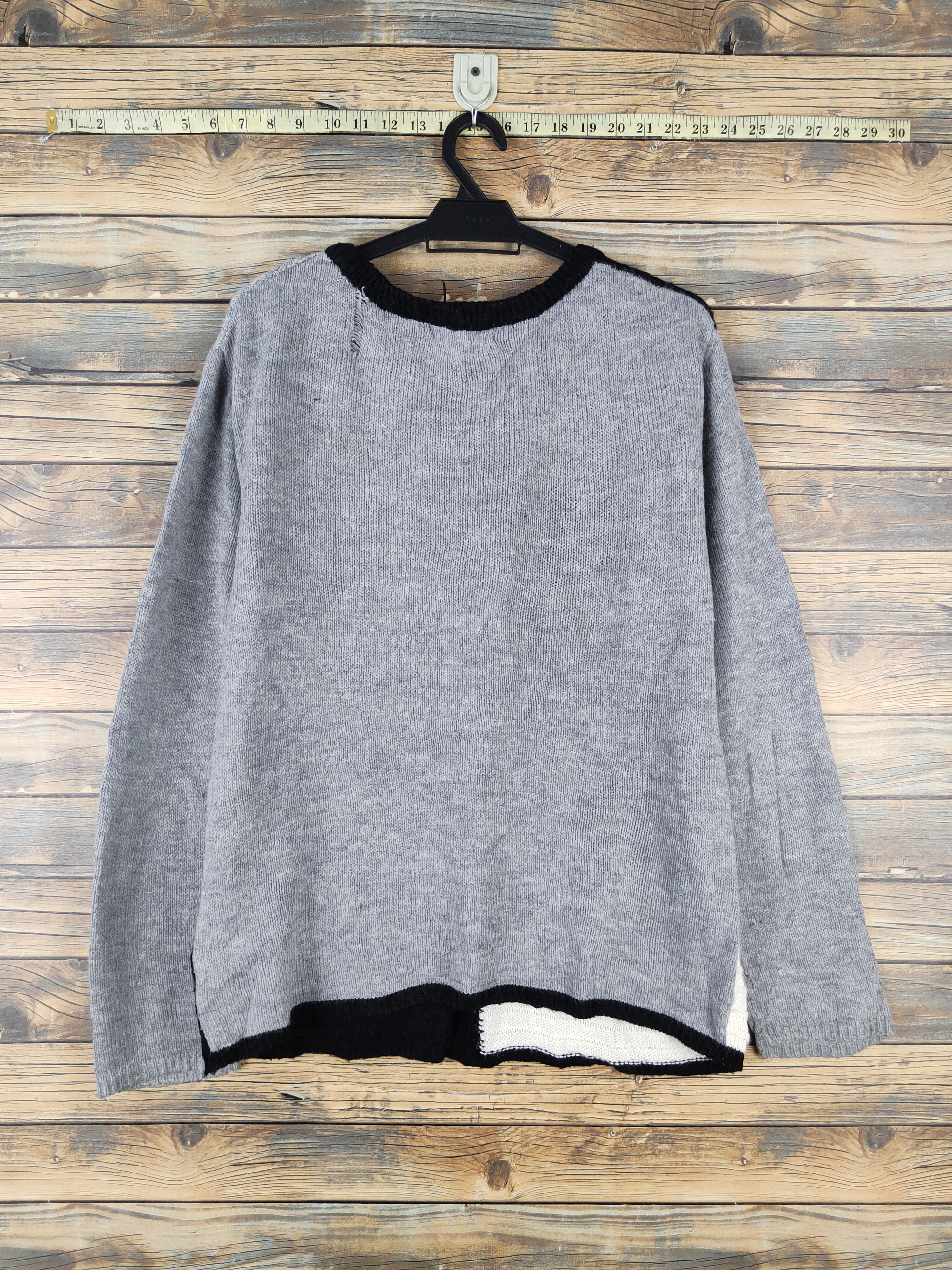 Homespun Knitwear Doublefocus Gray Black patchwork Knitwear Sweatshirts #W2152 Size US M / EU 48-50 / 2 - 7 Thumbnail