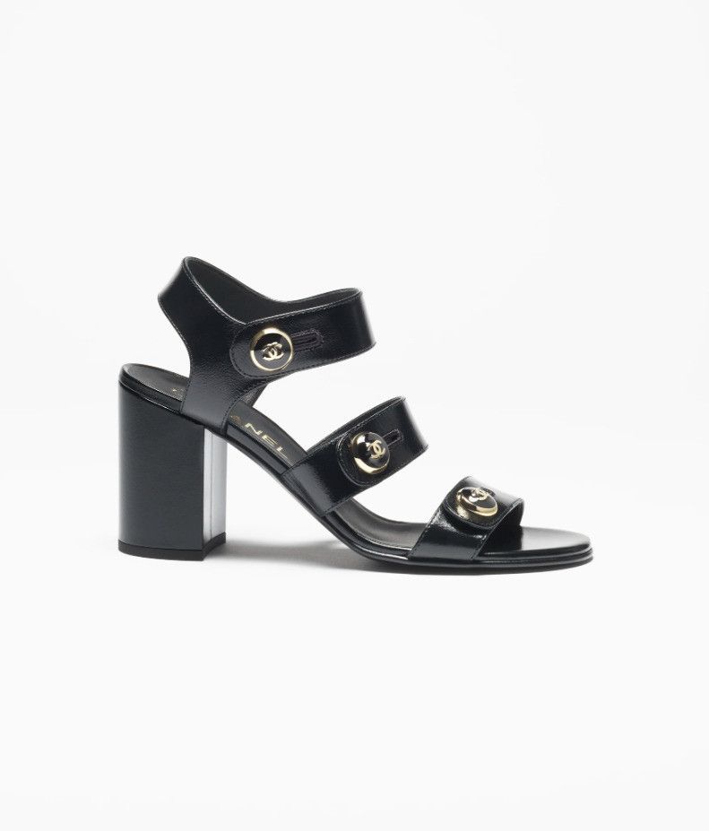 Chanel o1h1sh10526 Shiny CC Sandals in Black Size US 7.5 / IT 37.5 - 1 Thumbnail