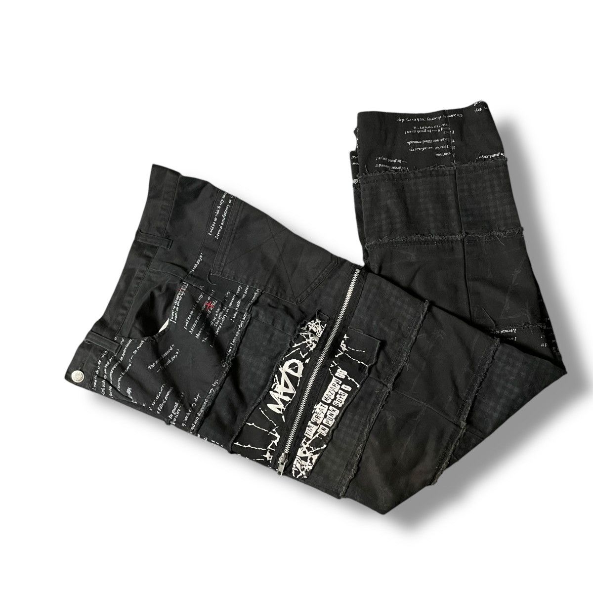 If Six Was Nine × Japanese Brand × Yasuyuki Ishii 🇯🇵☠️ MAD PUNK WORDING PATCHES SEDITIONARIES GOTHIC PANTS Size US 29 - 17 Thumbnail