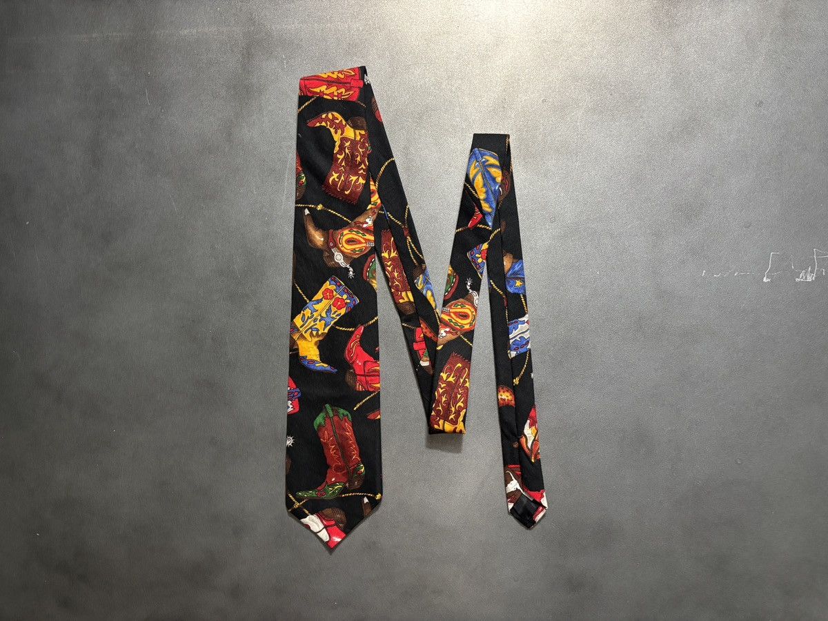 Ralph Marlin Vintage Ralph Marlin Tie Cowboy Boot Pattern Western Necktie Size ONE SIZE - 6 Thumbnail