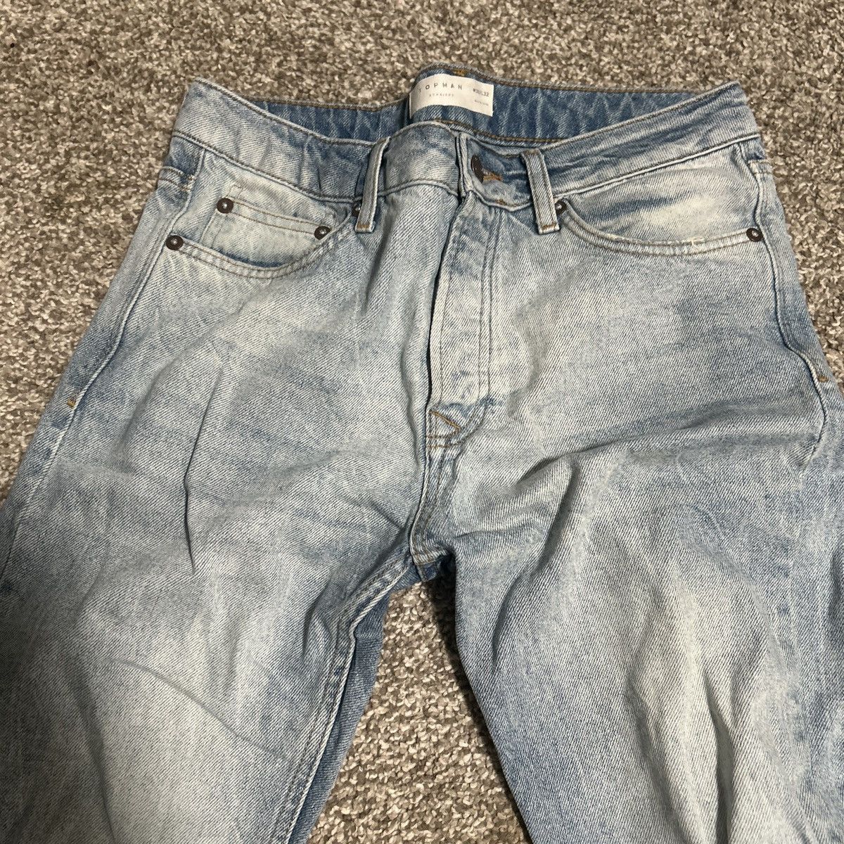 Topman Topman Mens light blue straight leg denim jeans 30x32 Size US 30 / EU 46 - 4 Thumbnail