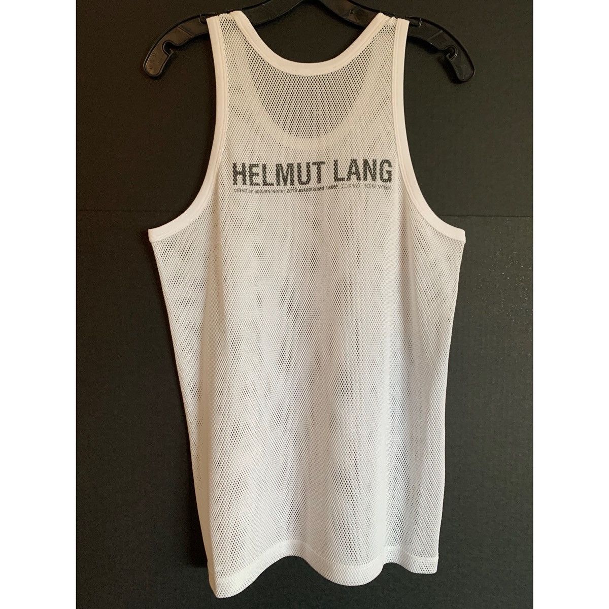 HELMUT LANG WHITE LOGO MESH TANK TOP