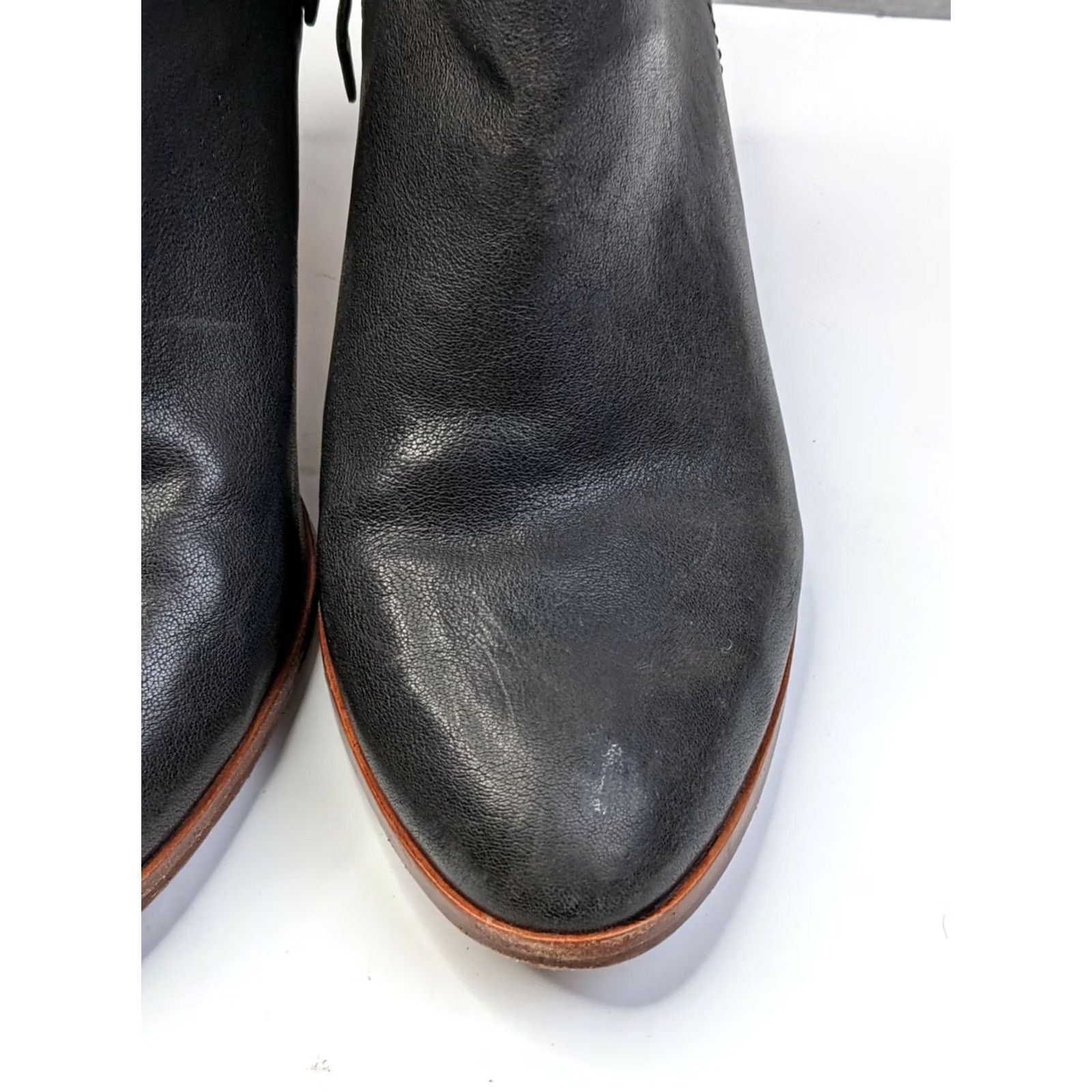 Anthropologie Anthropologie Charlotte Stone black leather ankle Boots Size 9 EU 39 Black Leather Ankle boot Womens Shoes 9 Stone Zipper Casual/Work Size US 9 / IT 39 - 3 Thumbnail