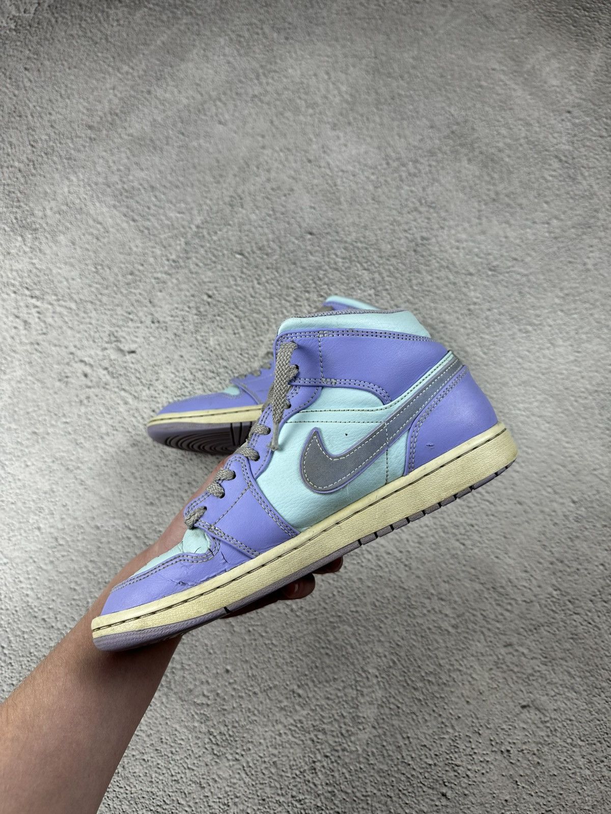 Nike Nike Jordan 1 Mid Purple Aqua Leather Sneakers Y2K Disressed Size US 8.5 / EU 41-42 - 4 Thumbnail