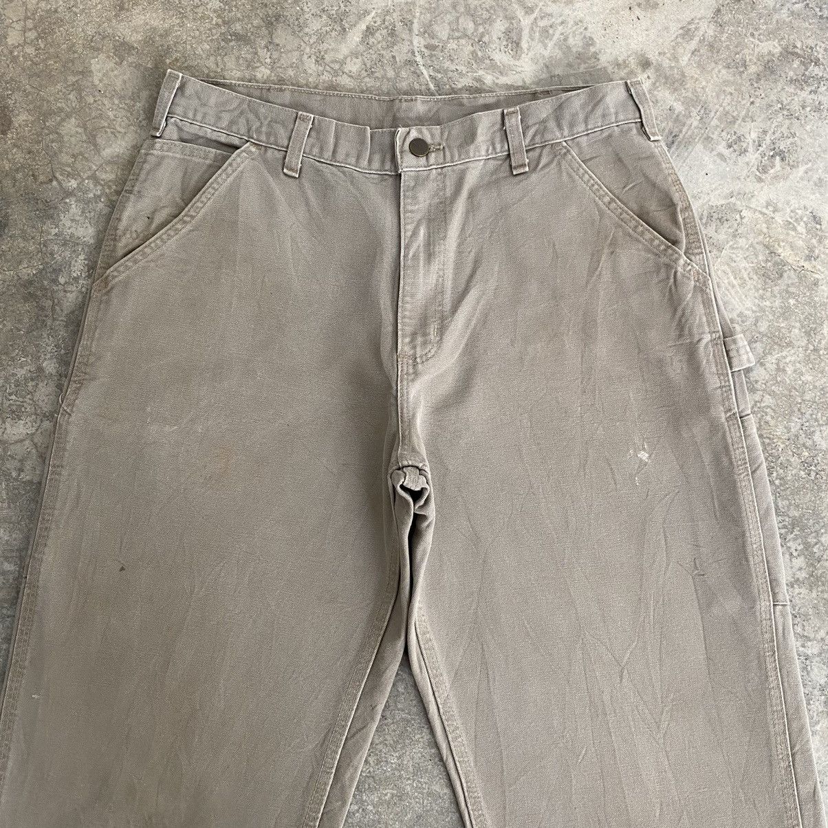 Carhartt Size 34x31 Vintage Carhartt Desert Grey Carpenter Work Pants Size US 34 / EU 50 - 2 Thumbnail
