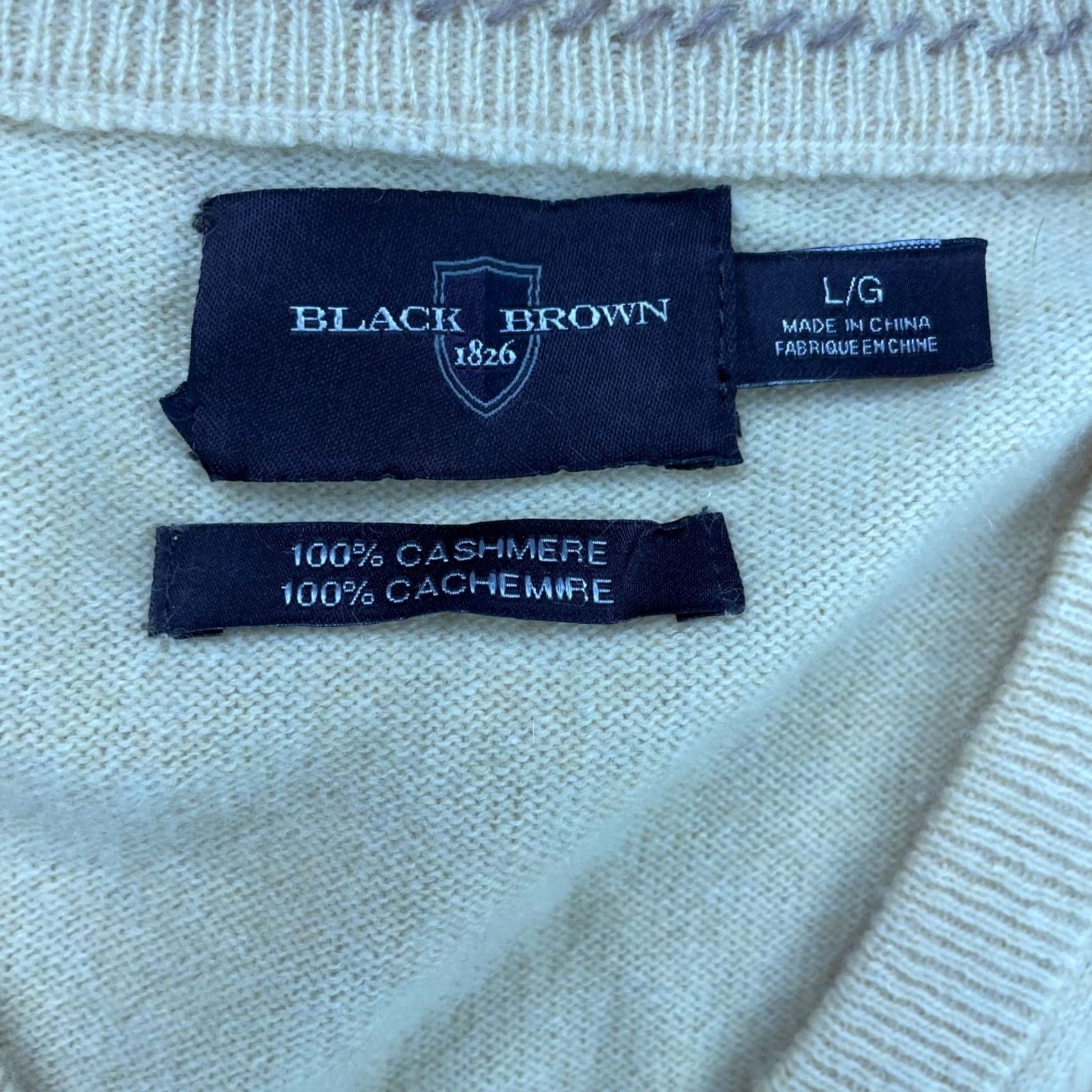 Vintage Black Brown 1826 Sweater Pullover Mens V-Neck Yellow Large 100% Cashmere Size US L / EU 52-54 / 3 - 3 Thumbnail