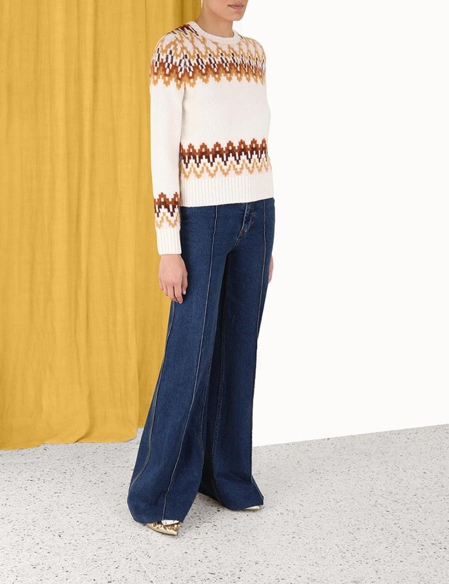 Zimmermann oc11z0425 Lyrical Fair Isle Sweater in Multicolor Size M / US 6-8 / IT 42-44 - 3 Thumbnail
