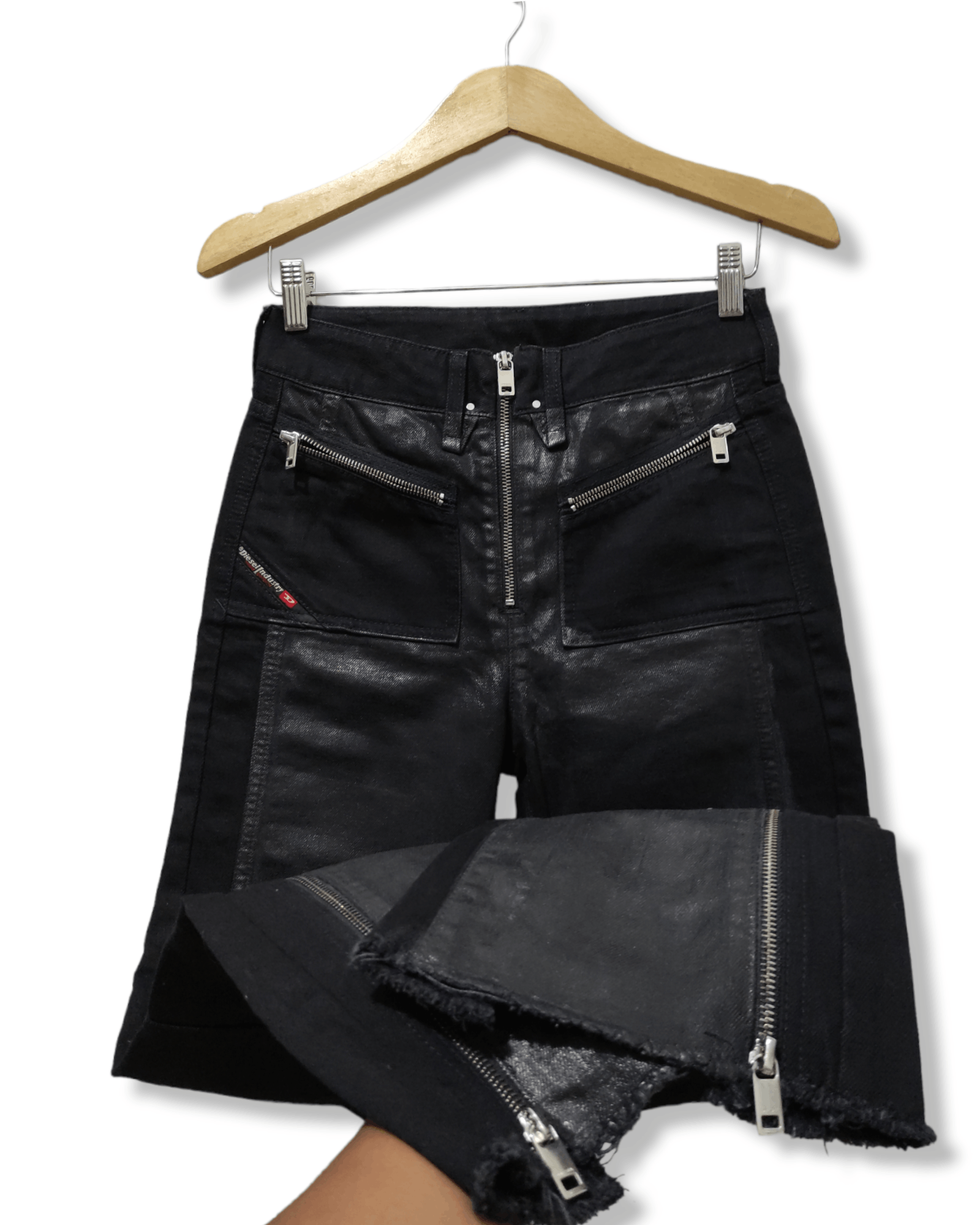 Diesel × Diesel Black Gold Diesel Wax Black Gold Zippered Biker Trouser Pants Size US 29 - 5 Thumbnail