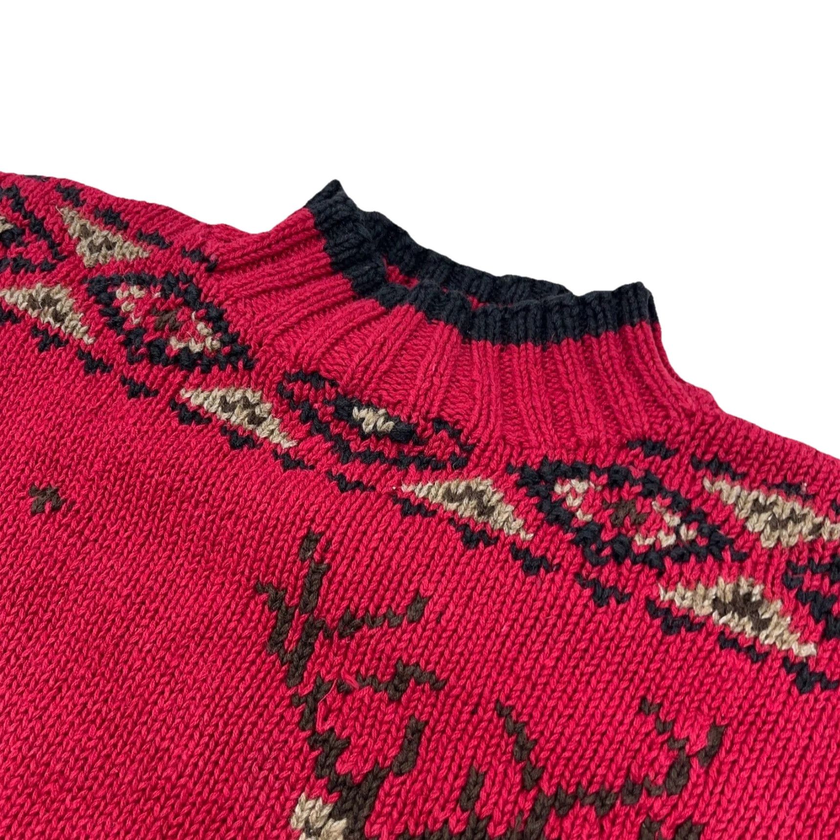Eddie Bauer VINTAGE Eddie Bauer Sweater Womens Small Red Heavy Knit Mock Neck Cap Sleeve Pullover Winter All Seasons Classic Outdoor Geometric - Mens/Womens Size S / US 4 / IT 40 - 4 Thumbnail