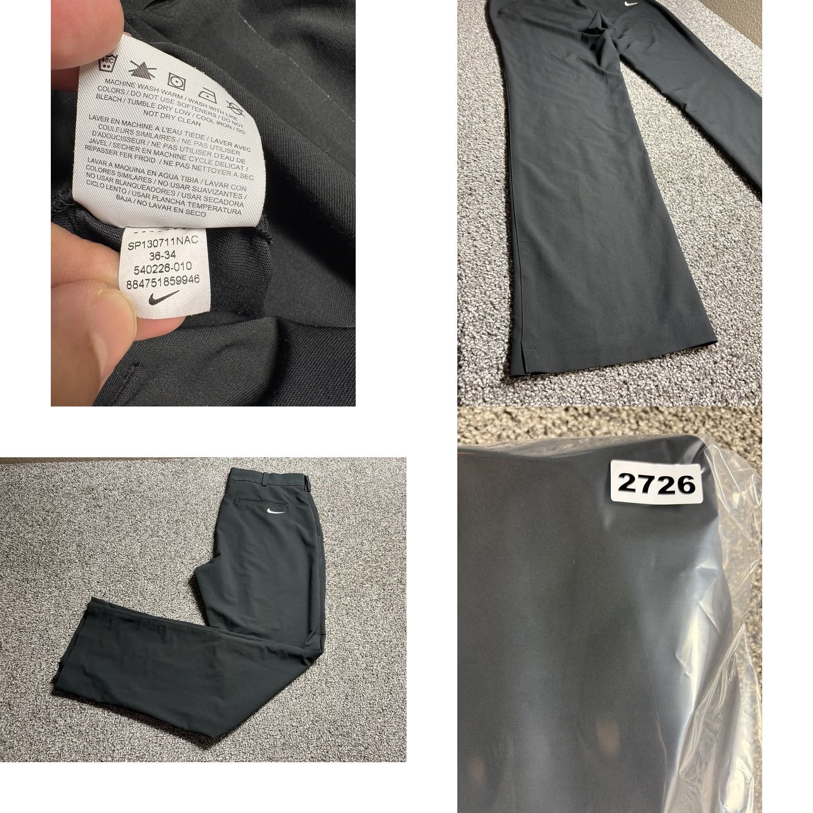 Nike Nike Victory Golf Pants Mens 36x34 Tiger Woods Ultralite Black Stretch 540226 Size US 36 / EU 52 - 9 Thumbnail