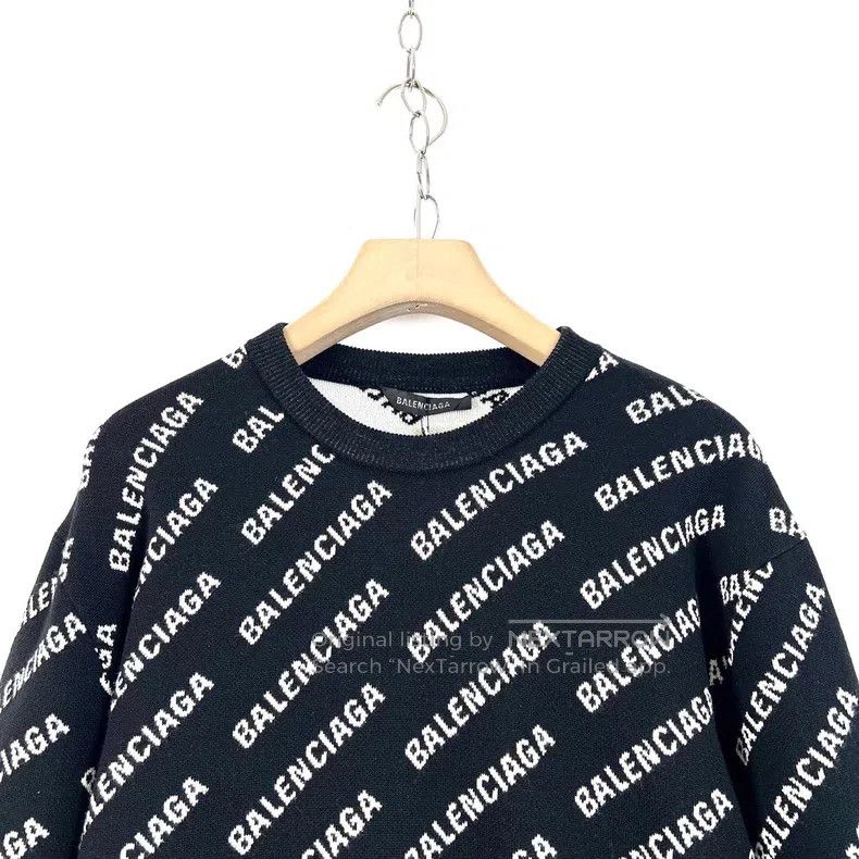 Balenciaga Balenciaga Black Logo Full Print Round Neck Long Sleeve Kn Size US S / EU 44-46 / 1 - 3 Thumbnail