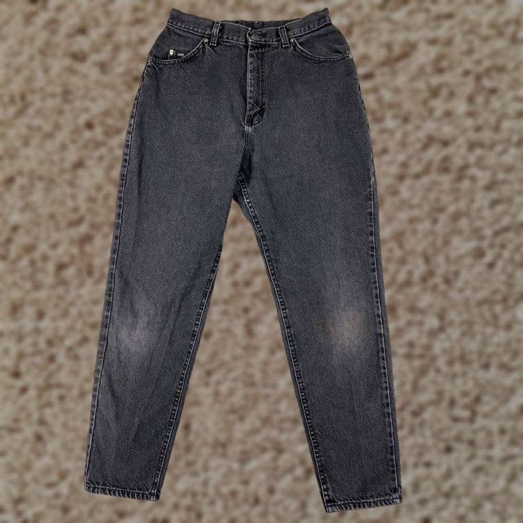 Lee VINTAGE Lee Jeans Juniors 14 Black High Rise Mom 26x28 100% Cotton Denim Distressed 5-Pocket Designer Western America Lee Womens Jeans Size 36" / US 14 / IT 50 - 1 Thumbnail