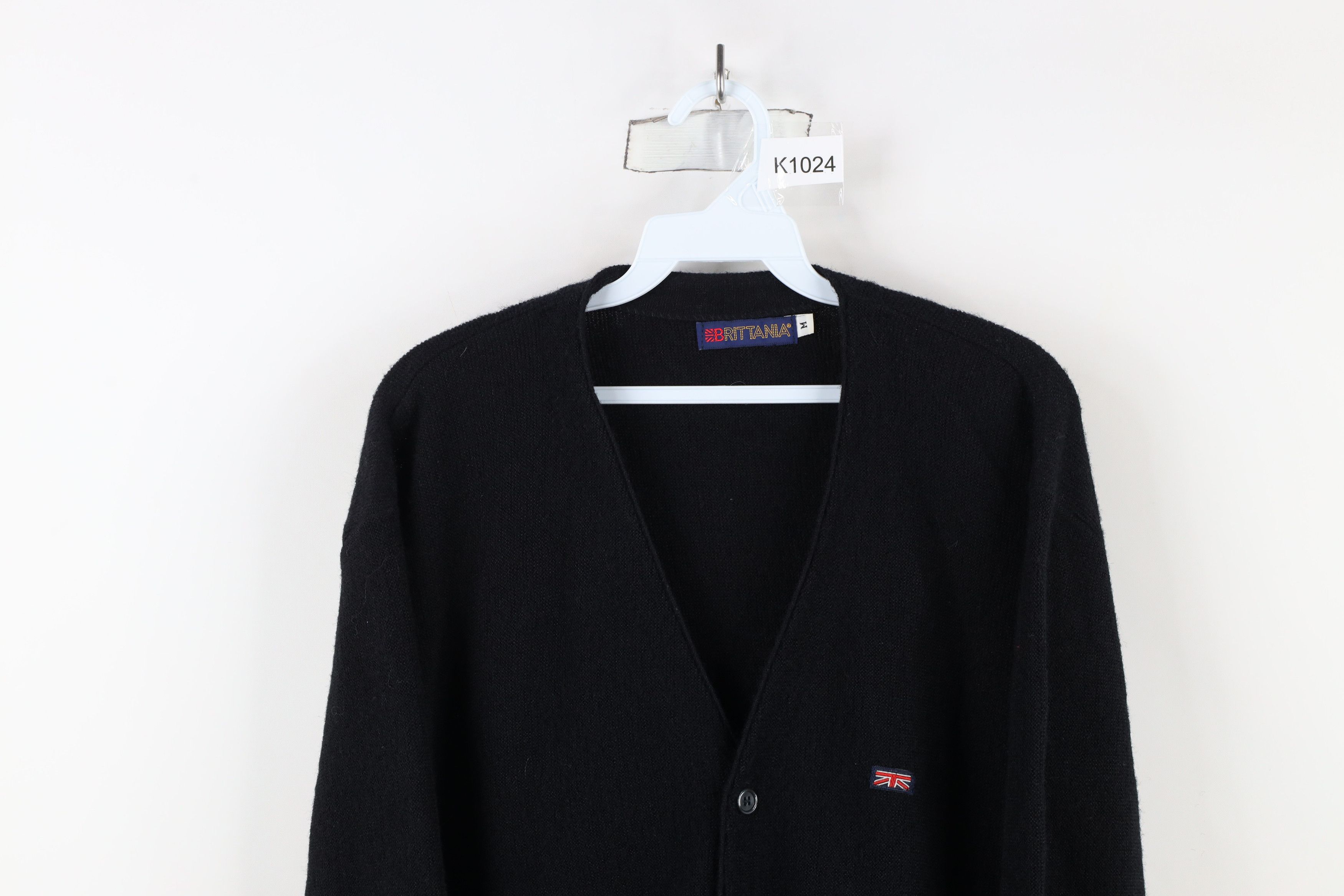 Vintage Vintage 70s Streetwear Flag Knit Cardigan Sweater Black USA Size US M / EU 48-50 / 2 - 2 Thumbnail