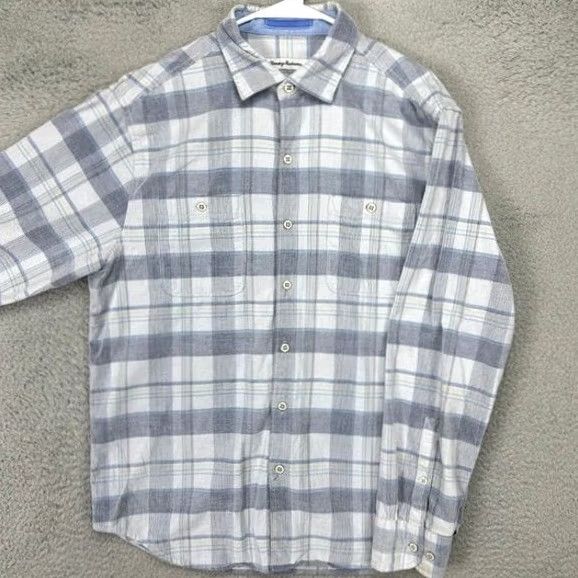 Tommy Bahama Tommy Bahama Button Up Shirt Mens Medium Grey Plaid Long Sleeve Pockets Size US M / EU 48-50 / 2 - 2 Thumbnail