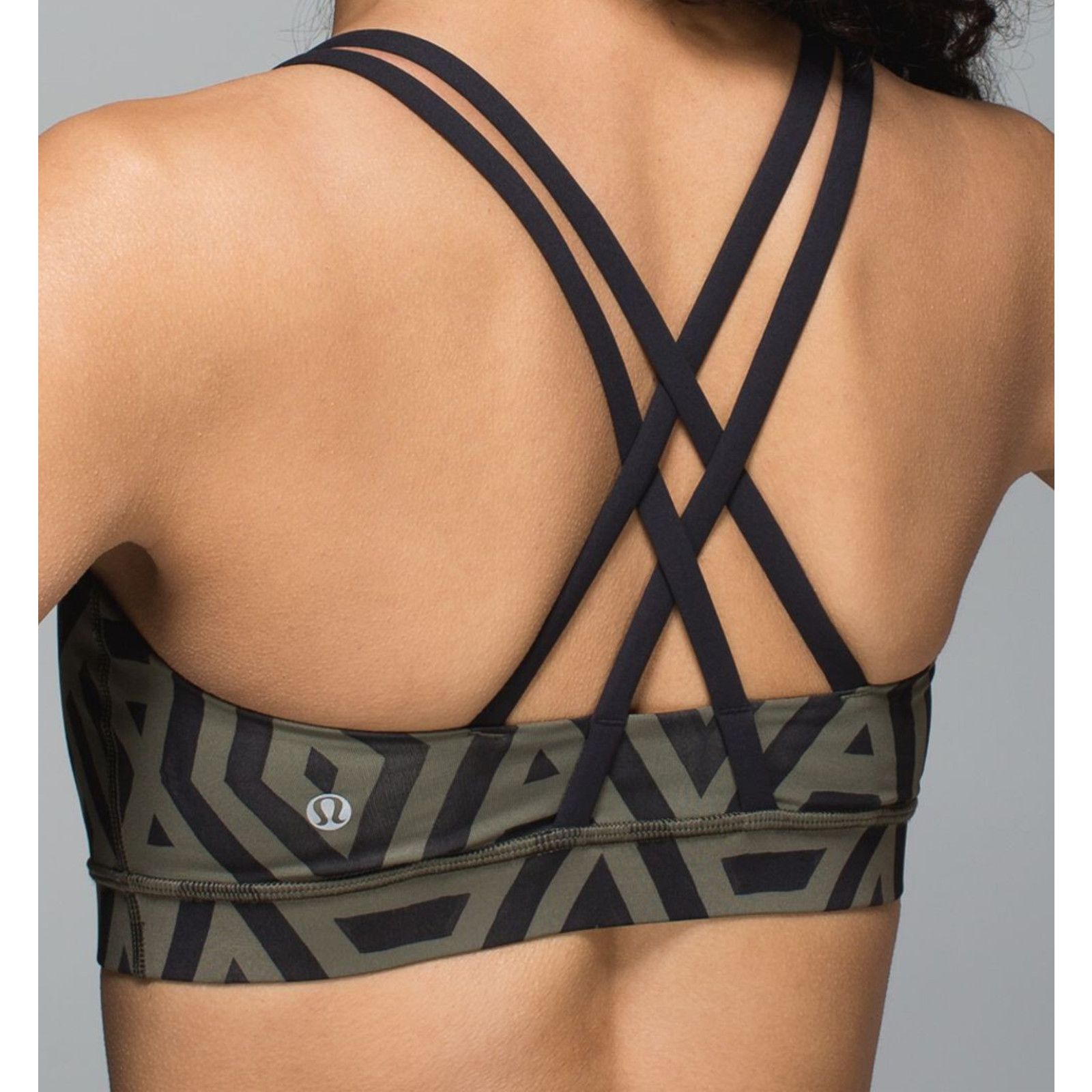 Lululemon Lululemon Energy Bra Chevron Shuffle Fatigue Green Blk 4 $48 Size S / US 4 / IT 40 - 2 Thumbnail