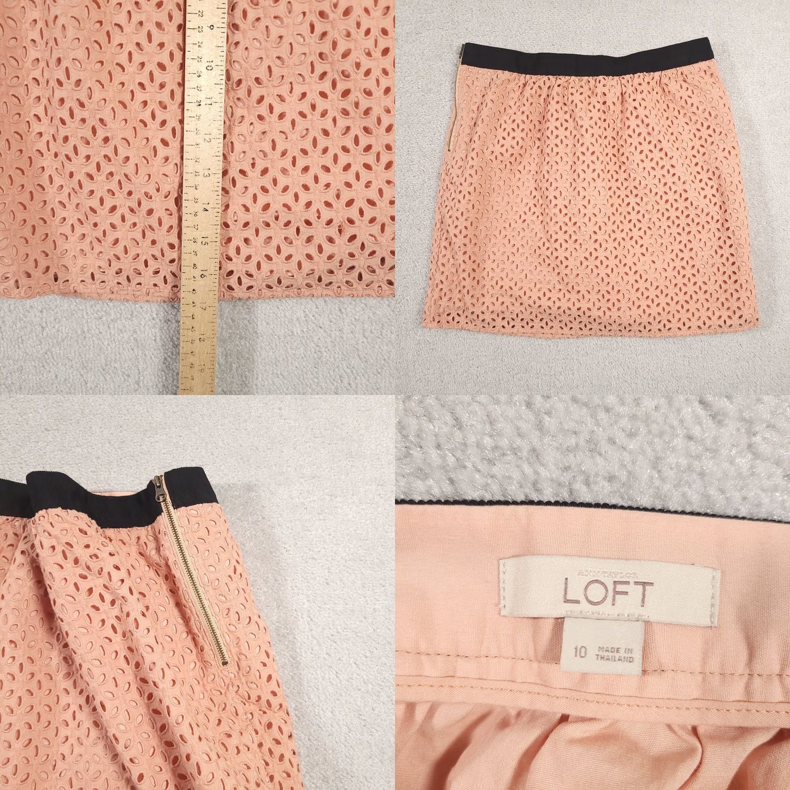 Loft LOFT Ann Taylor Eyelet Pencil Skirt Women's 10 Coral Peach Side Zip Lined Skirt Short Pencil Women Mens Size 32" / US 10 / IT 46 - 8 Thumbnail