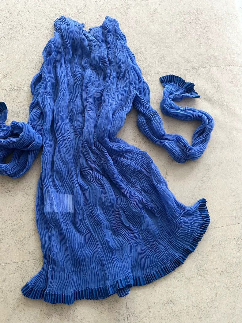 Issey Miyake Issey Miyake Blue wicker pleated top Size L / US 10 / IT 46 - 7 Thumbnail