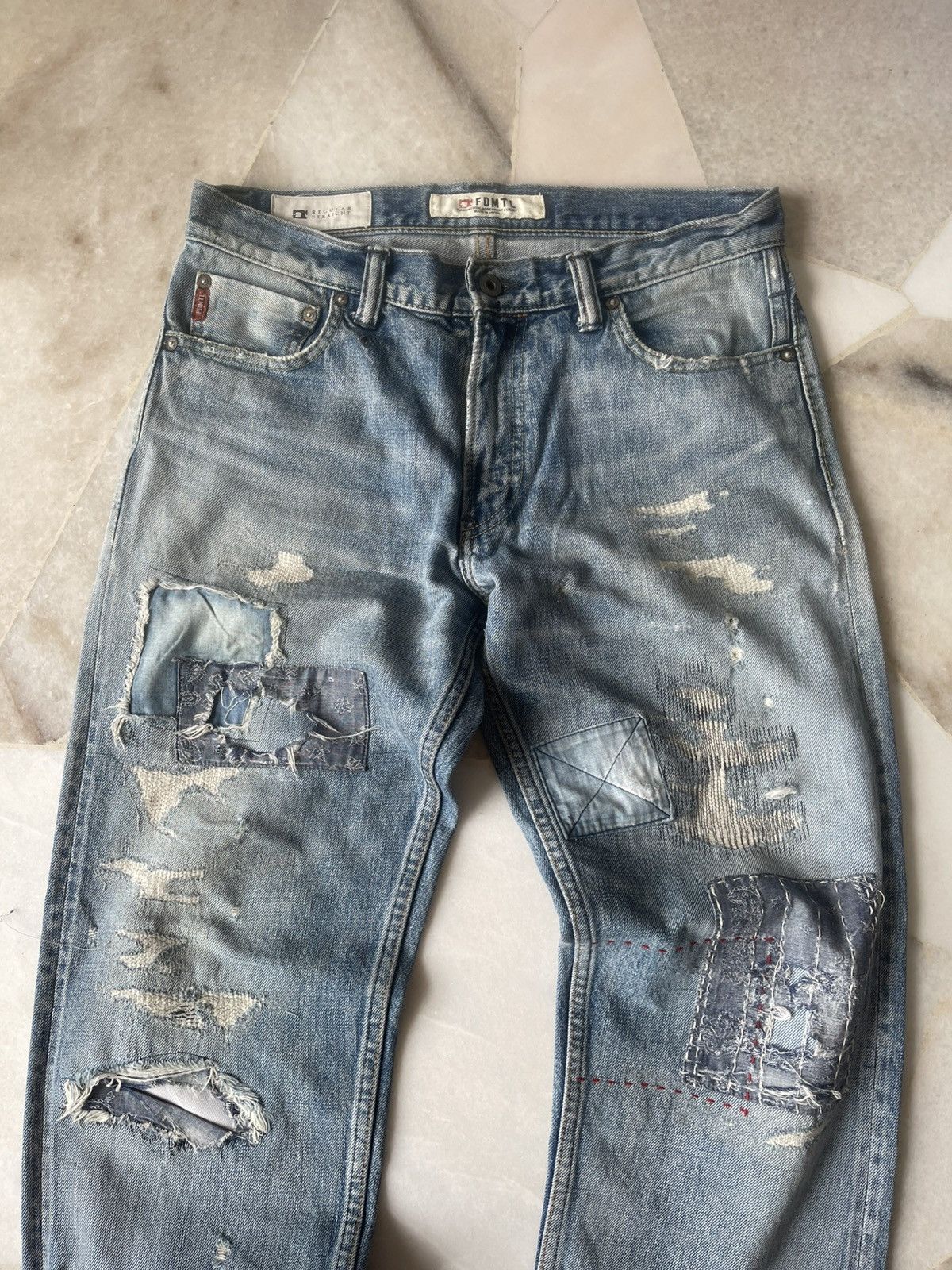 FDMTL 2021 FDMTL Sashiko Patch Denim Selveged Pants Size US 32 / EU 48 - 2 Thumbnail