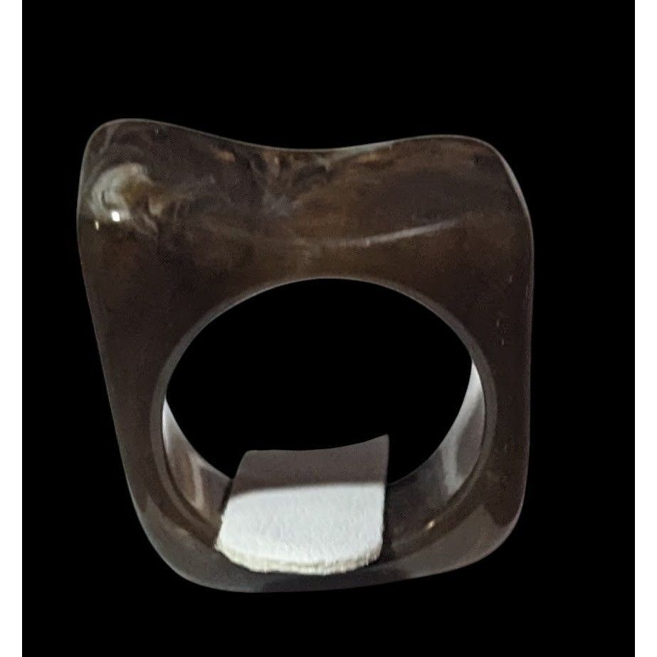 Other Dark Brown Mottled Abstract Chunky Fashion Ring Size 7 Size ONE SIZE - 7 Thumbnail
