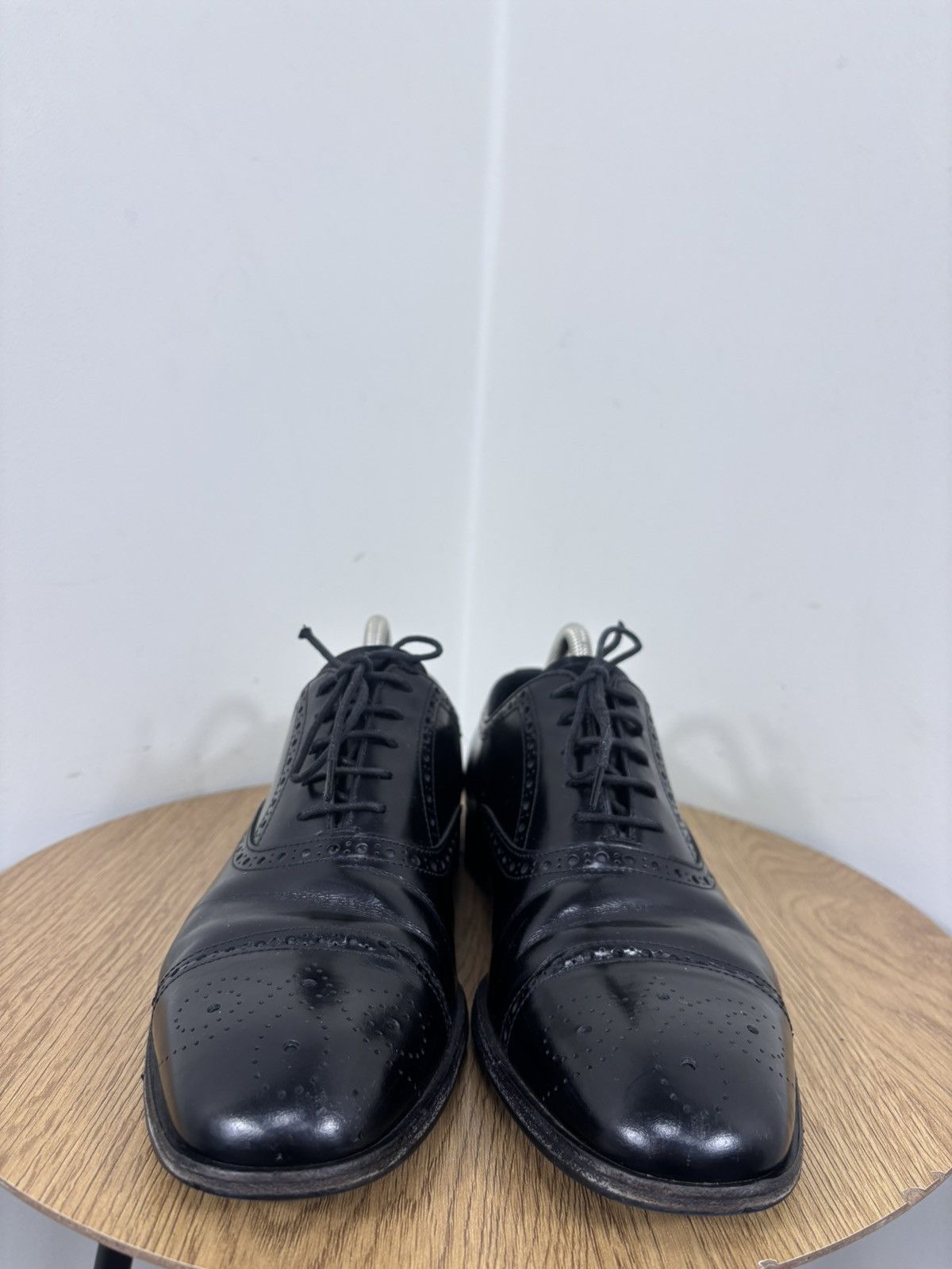 Prada Prada Men’s Black Leather Cap-Toe Brogue Oxford Dress Shoes Size US 8.5 / EU 41-42 - 6 Thumbnail