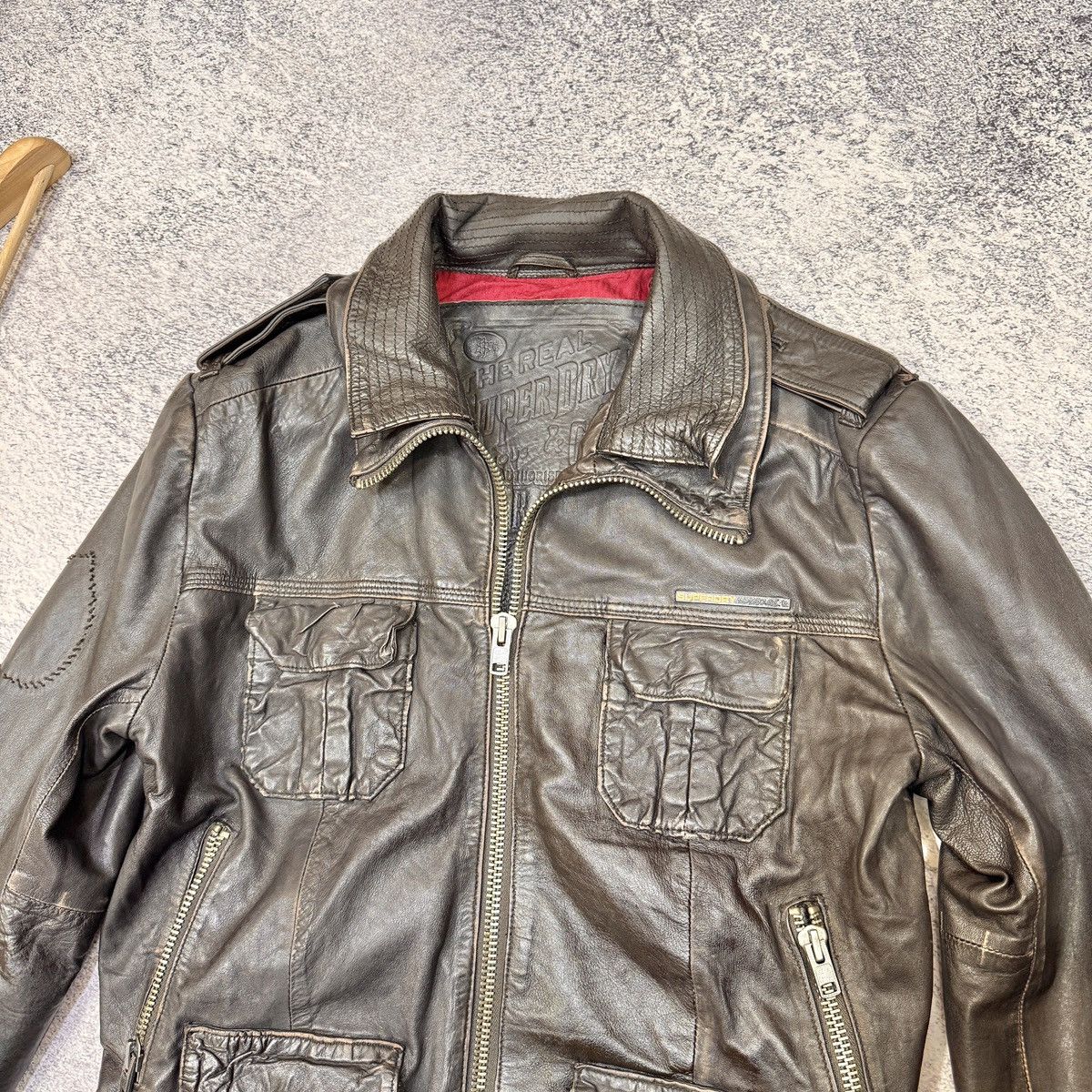 Superdry Superdry Brad Leather Jacket Dark Brown L size Size US L / EU 52-54 / 3 - 5 Thumbnail
