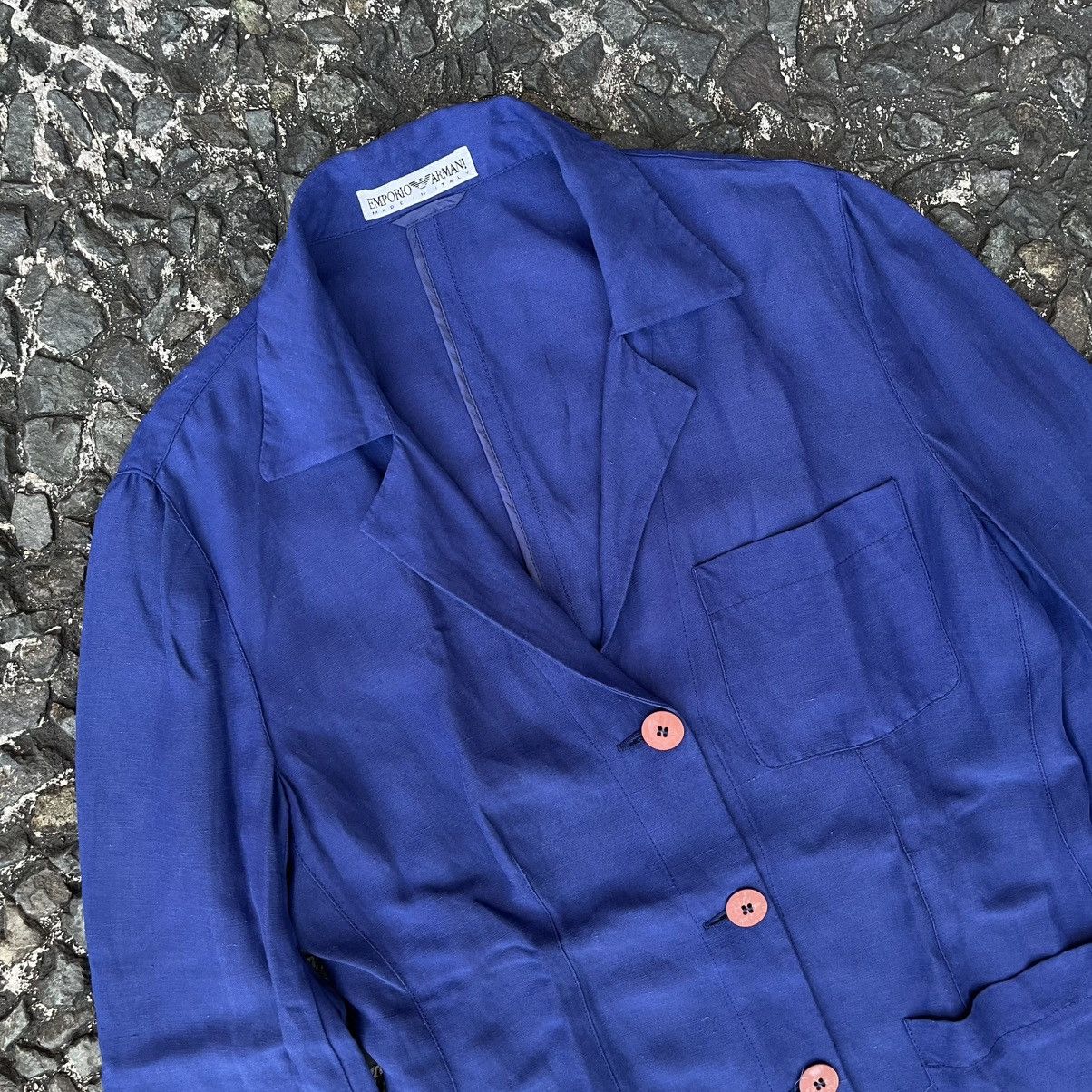 Emporio Armani Vintage Emporio Armani Linen Chore Jacket Size US M / EU 48-50 / 2 - 2 Thumbnail