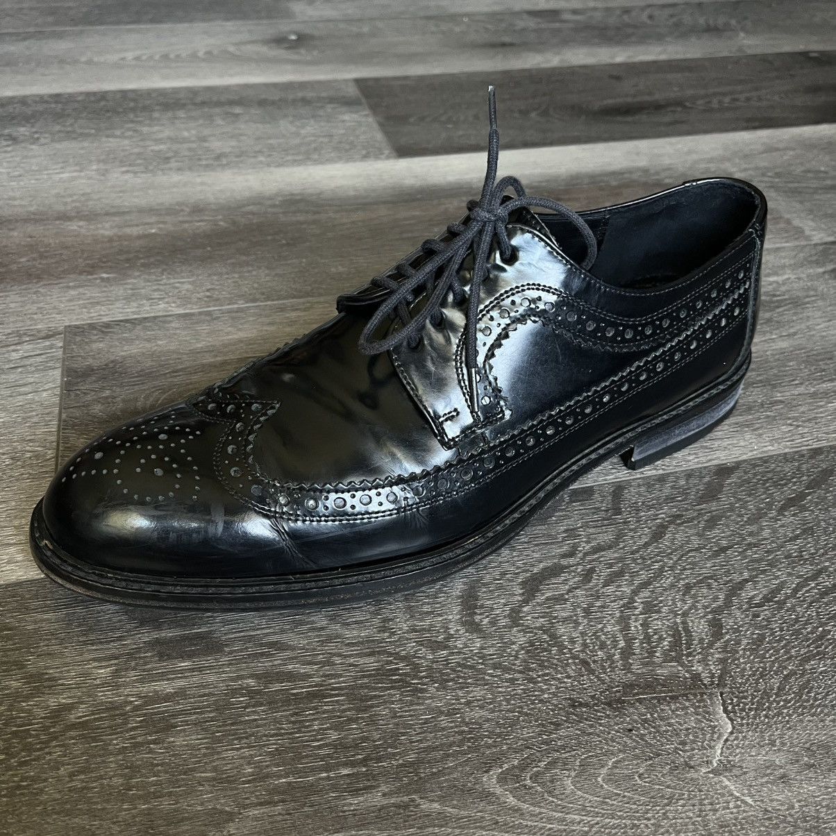 Designer × LLOYD × Vintage Vintage Larson by Lloyd Wing Tip Black Leather Loafers Shoes Size US 10.5 / EU 43-44 - 12 Thumbnail