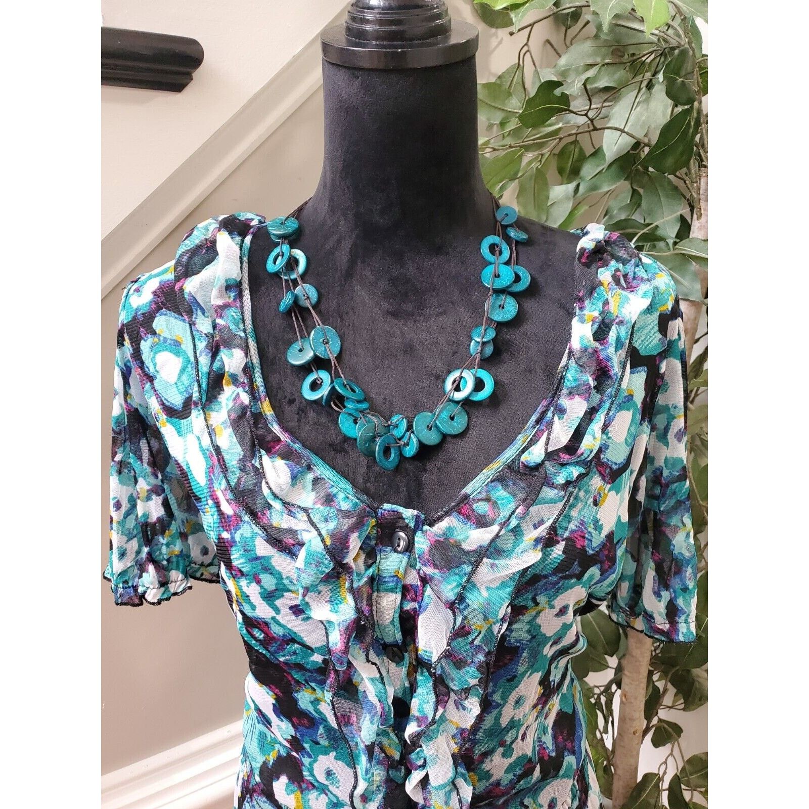 Other Notations Polyester Scoop Neck Short Sleeve Top Blouse 2X Size XXL / US 16-18 / IT 52-54 - 2 Thumbnail