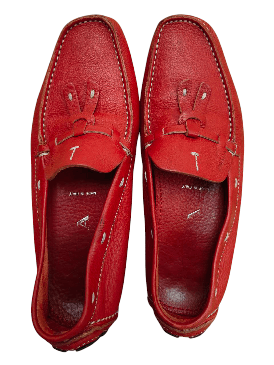 Prada Prada Red Leather Loafers Size US 5.5 / IT 35.5 - 5 Thumbnail