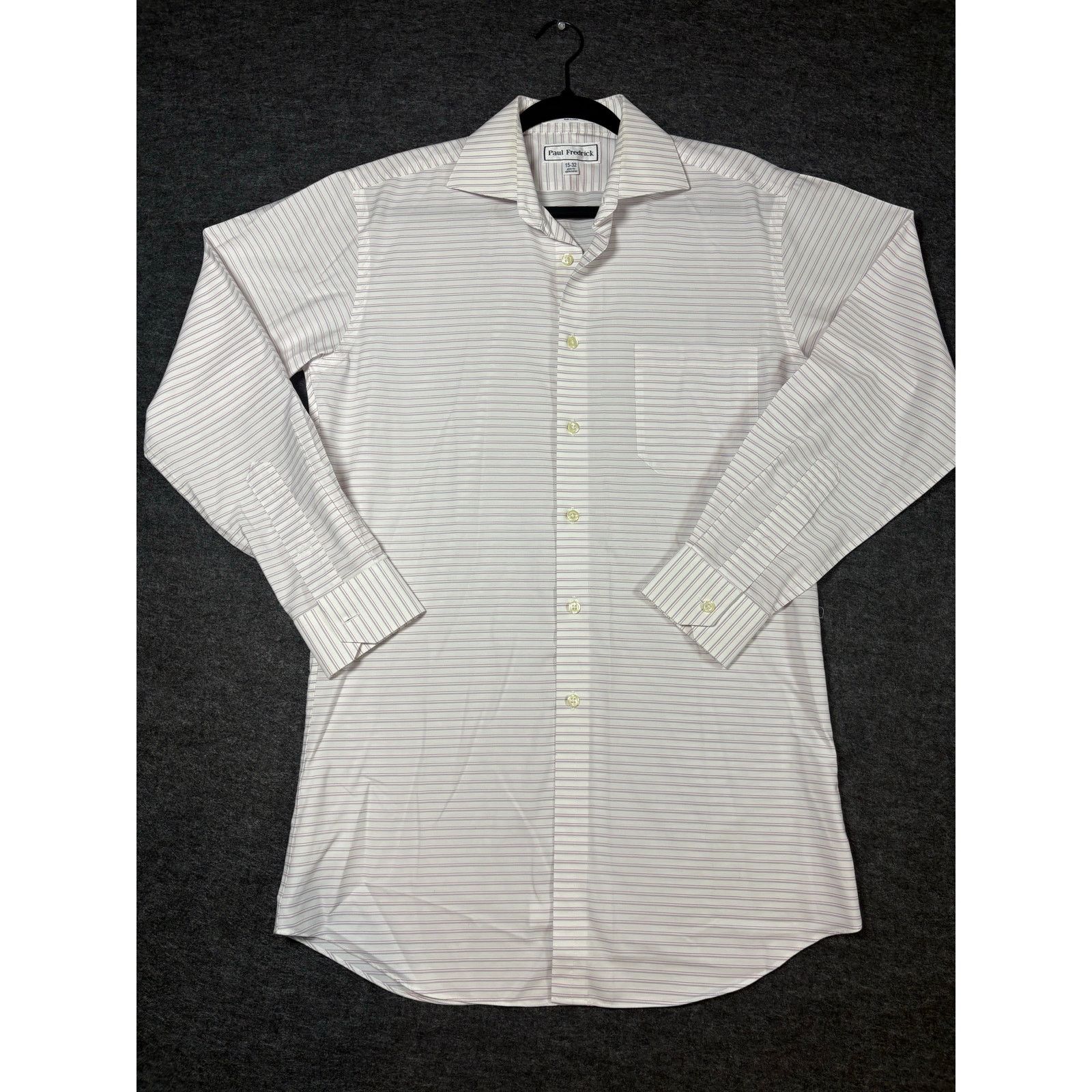 Paul Fredrick Paul Fredrick Shirt Men 15-32 Slim Fit White Pink Stripe0491 Size US S / EU 44-46 / 1 - 1 Thumbnail