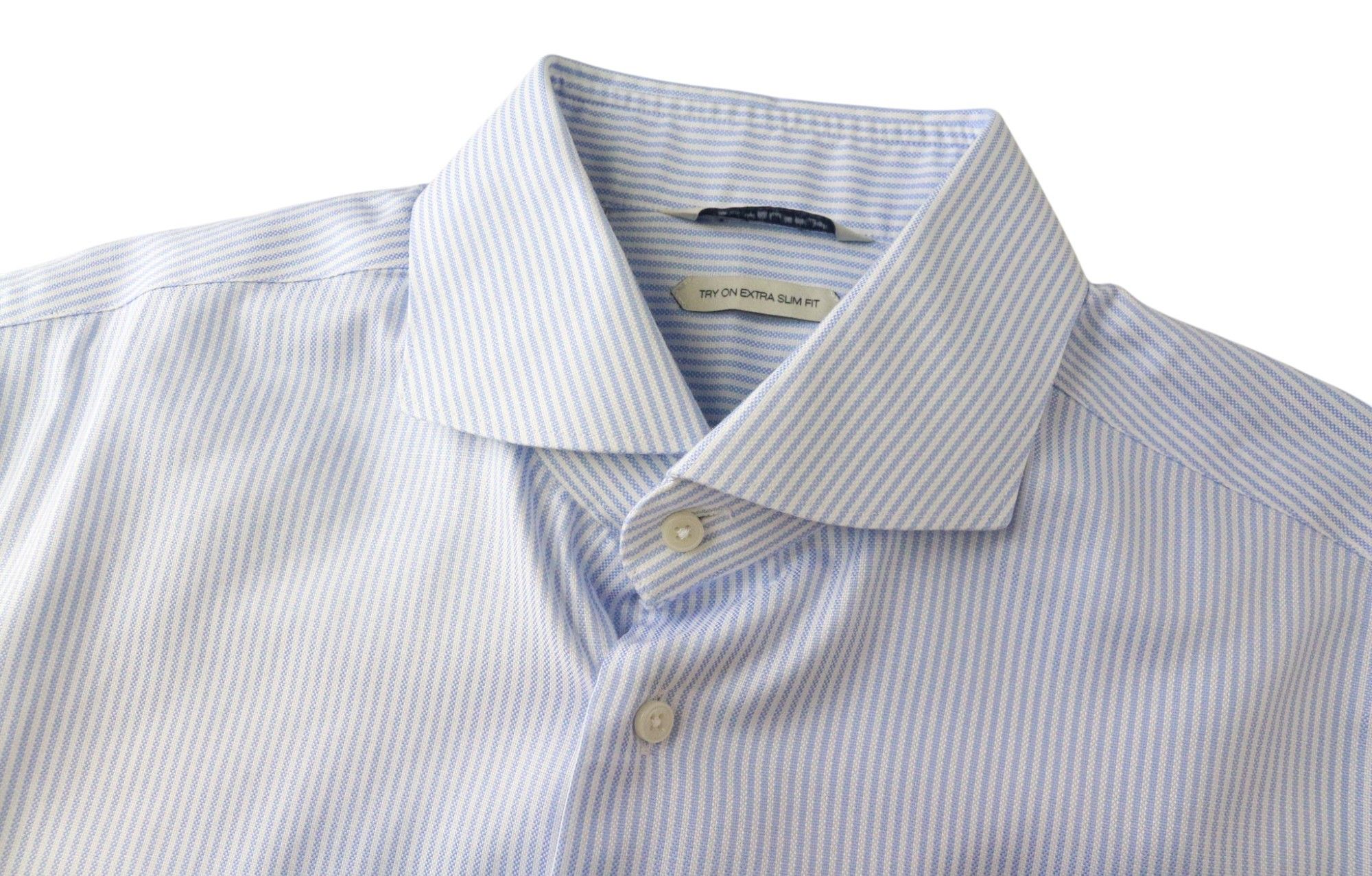 Suitsupply TRY ON XS 42/16 1/2 Blue Pinstripe Shirt 86599 Size 42R - 3 Thumbnail