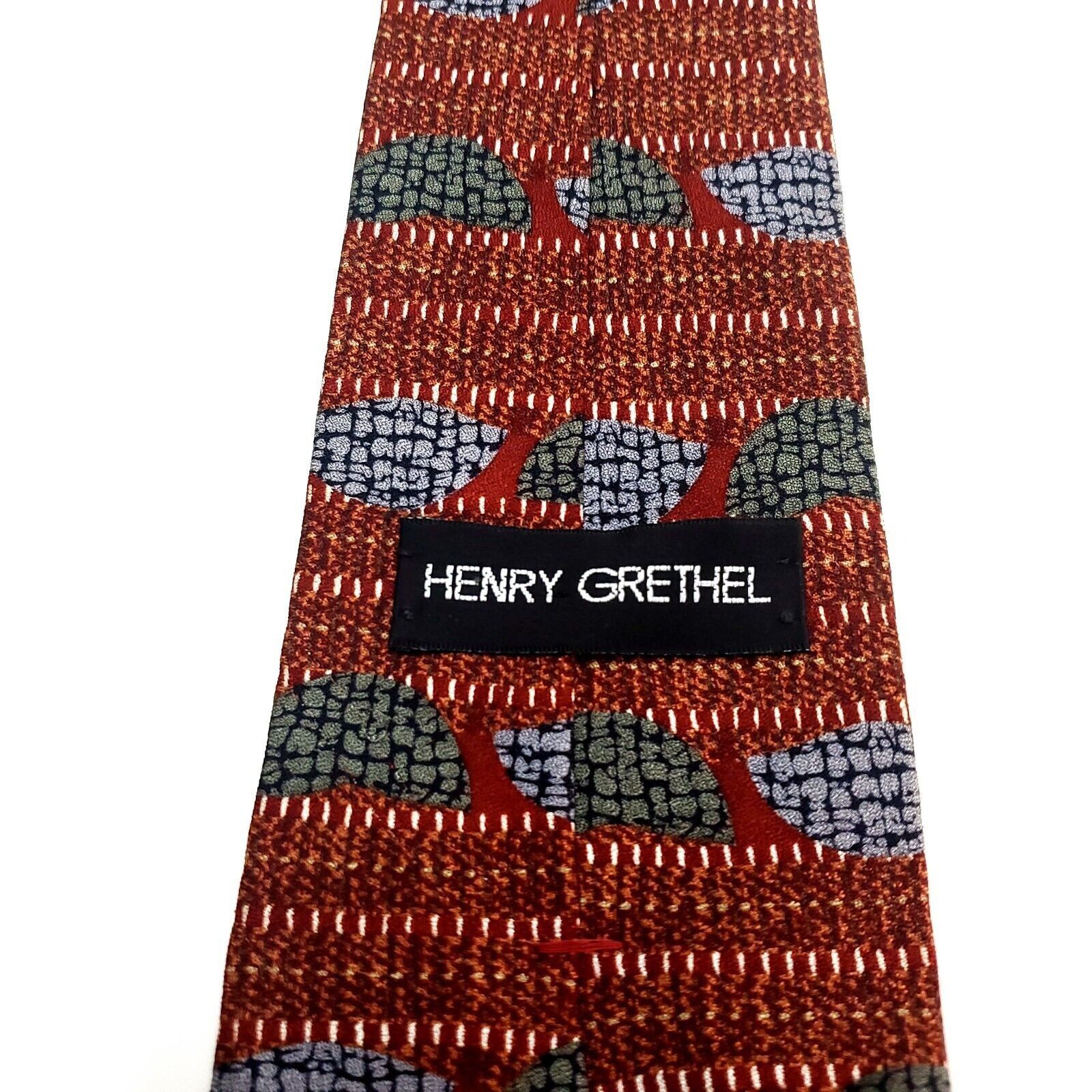 Henry Grethel Henry Grethel Silk Tie Brown Print Abstract Size ONE SIZE - 3 Thumbnail