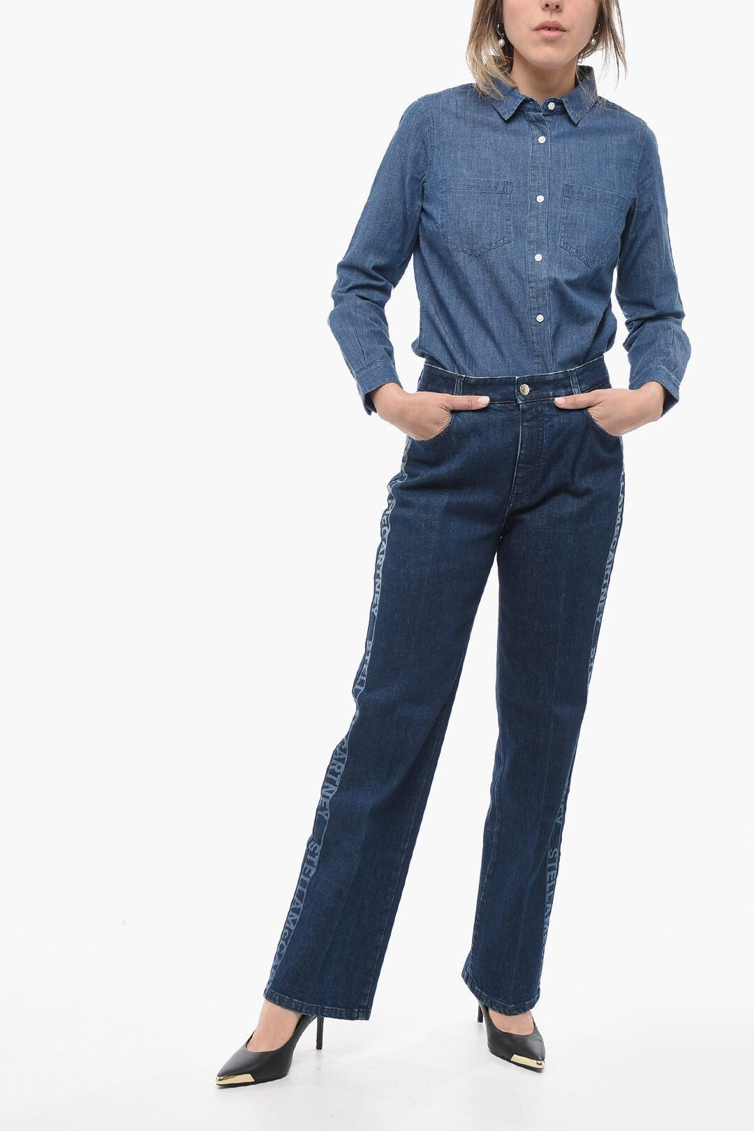 Stella McCartney og1mm0824 Straight Fit Denims With Side Logoed in Blue Size 27" / US 4 / IT 40 - 4 Thumbnail
