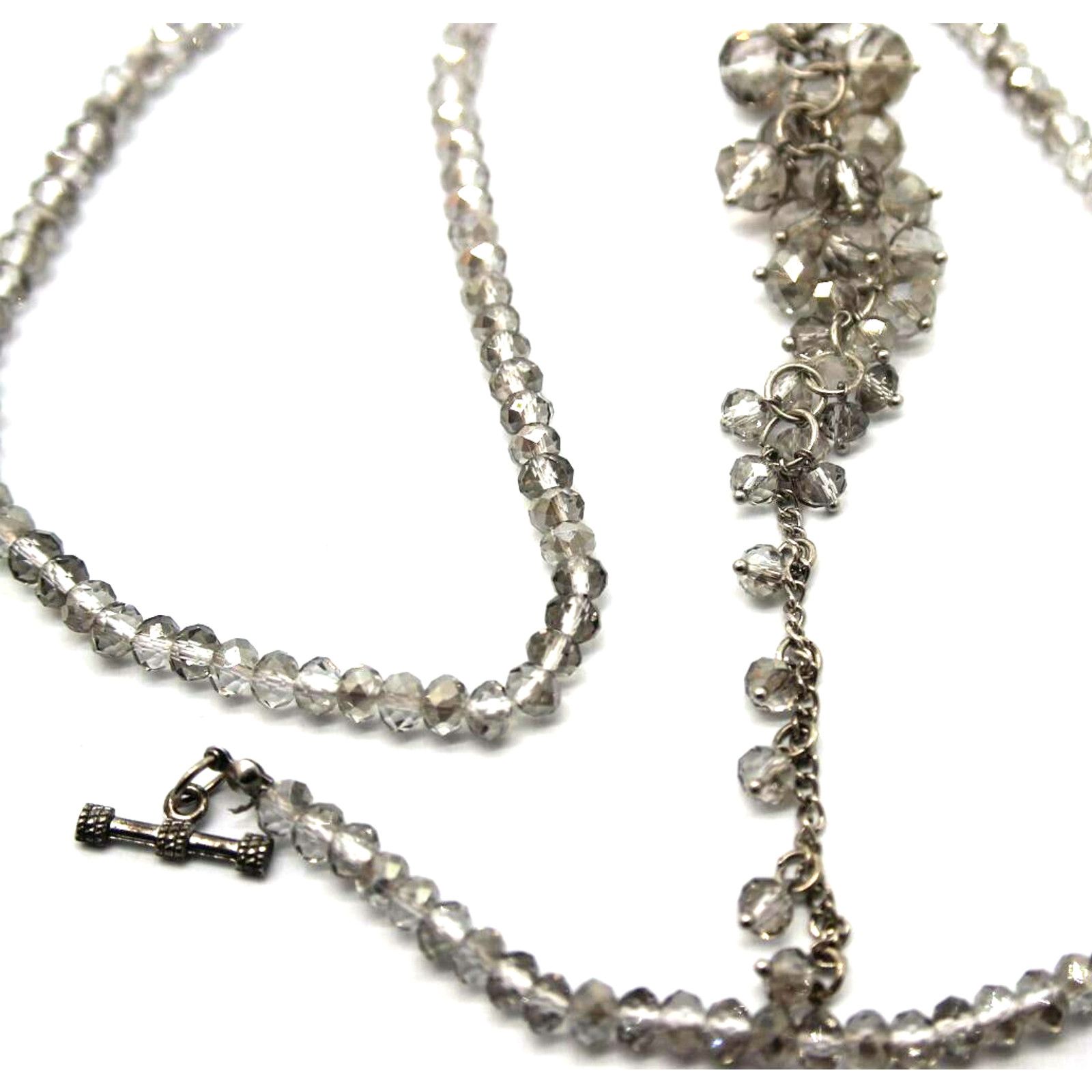 Other Sparkling Smokey Silver Crystal Bead Necklace Lariat Toggle Size ONE SIZE - 5 Thumbnail