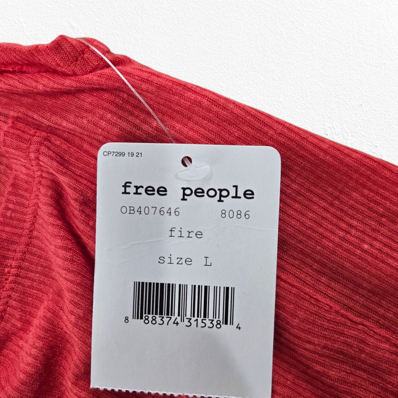 Free People Fire Red Rib Knit Linen Blend Racerback Tank Top Size Large Size L / US 10 / IT 46 - 5 Thumbnail