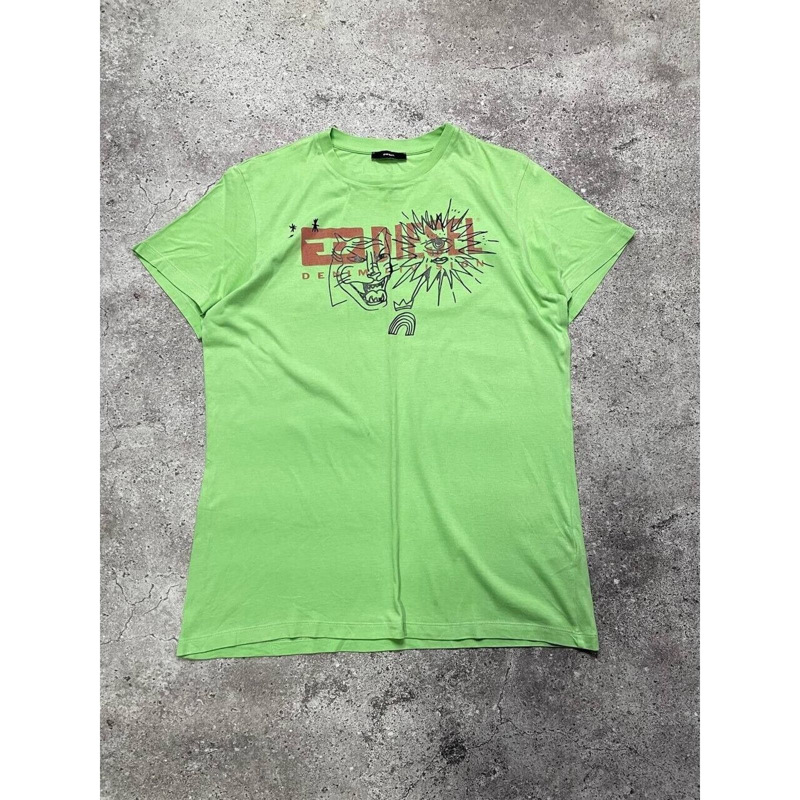 Diesel × Vintage Vintage Diesel Green Y2K T-Shirt Demon Print Size US S / EU 44-46 / 1 - 1 Thumbnail
