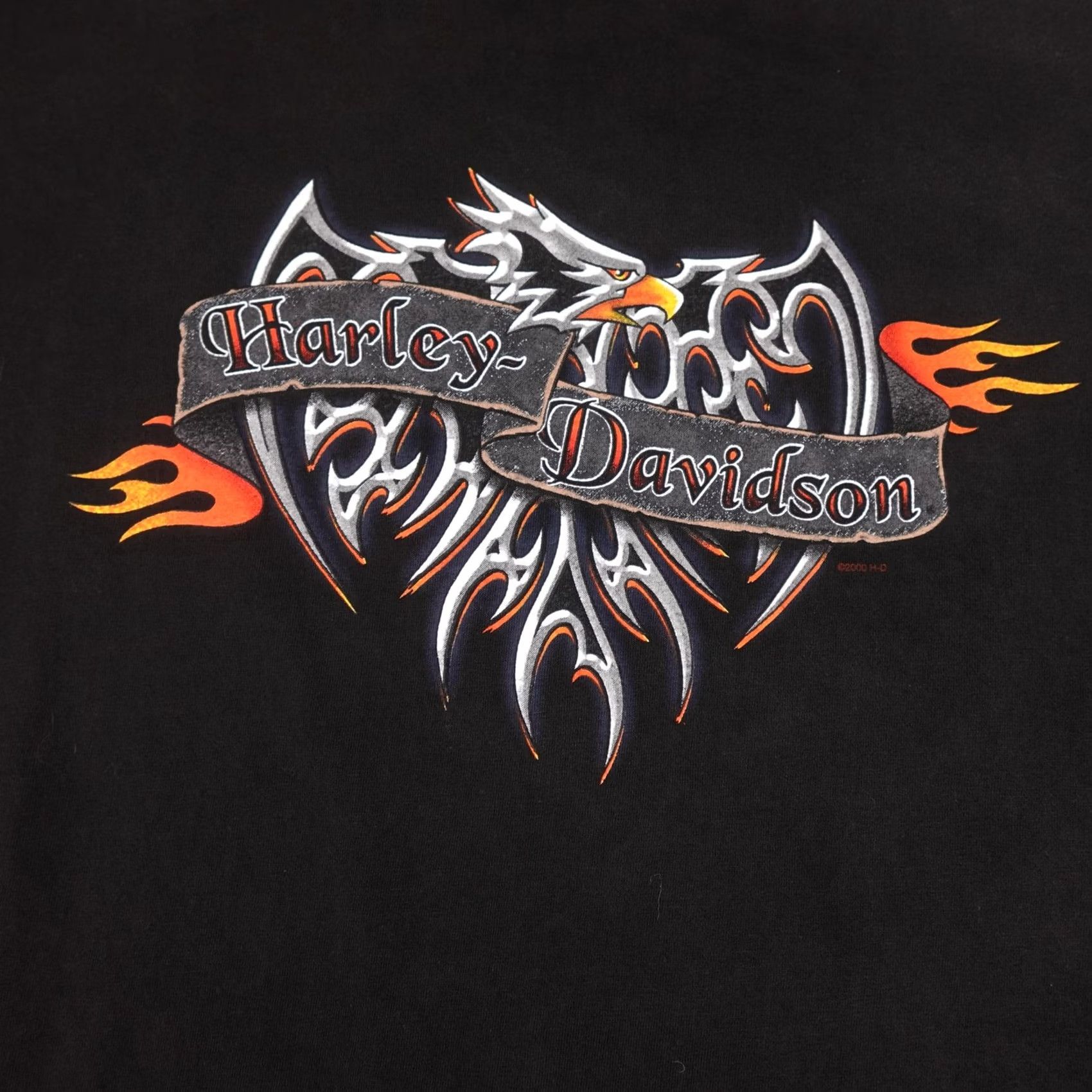 Harley Davidson VINTAGE Harley-Davidson Shirt Mens XL Black Flame Fire Eagle El Paso Texas 2000s Size US XL / EU 56 / 4 - 6 Thumbnail