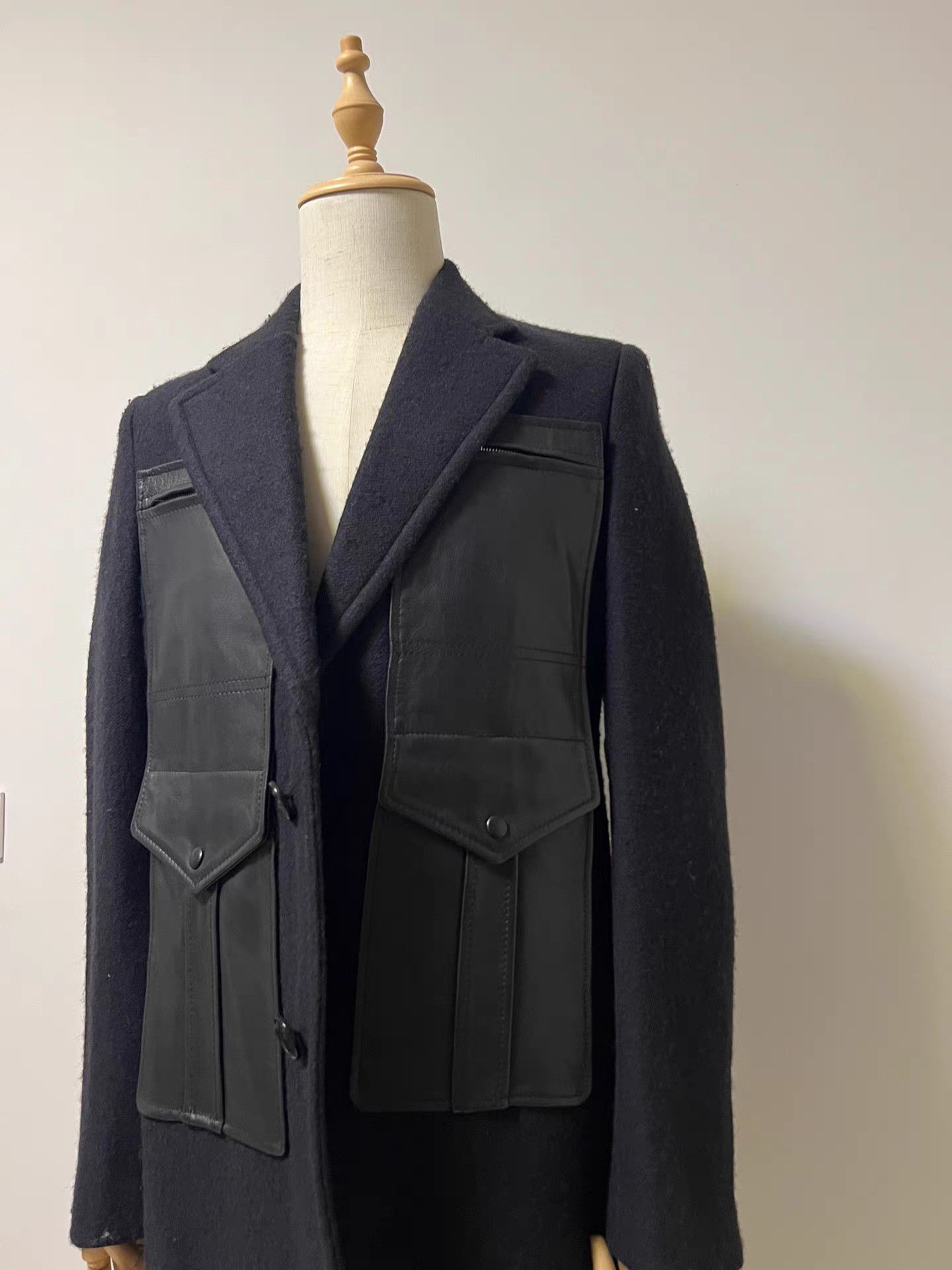 Maison Margiela Maison Martin Margiela Men's Leather Panel Wool Coat K9 Size US M / EU 48-50 / 2 - 3 Thumbnail