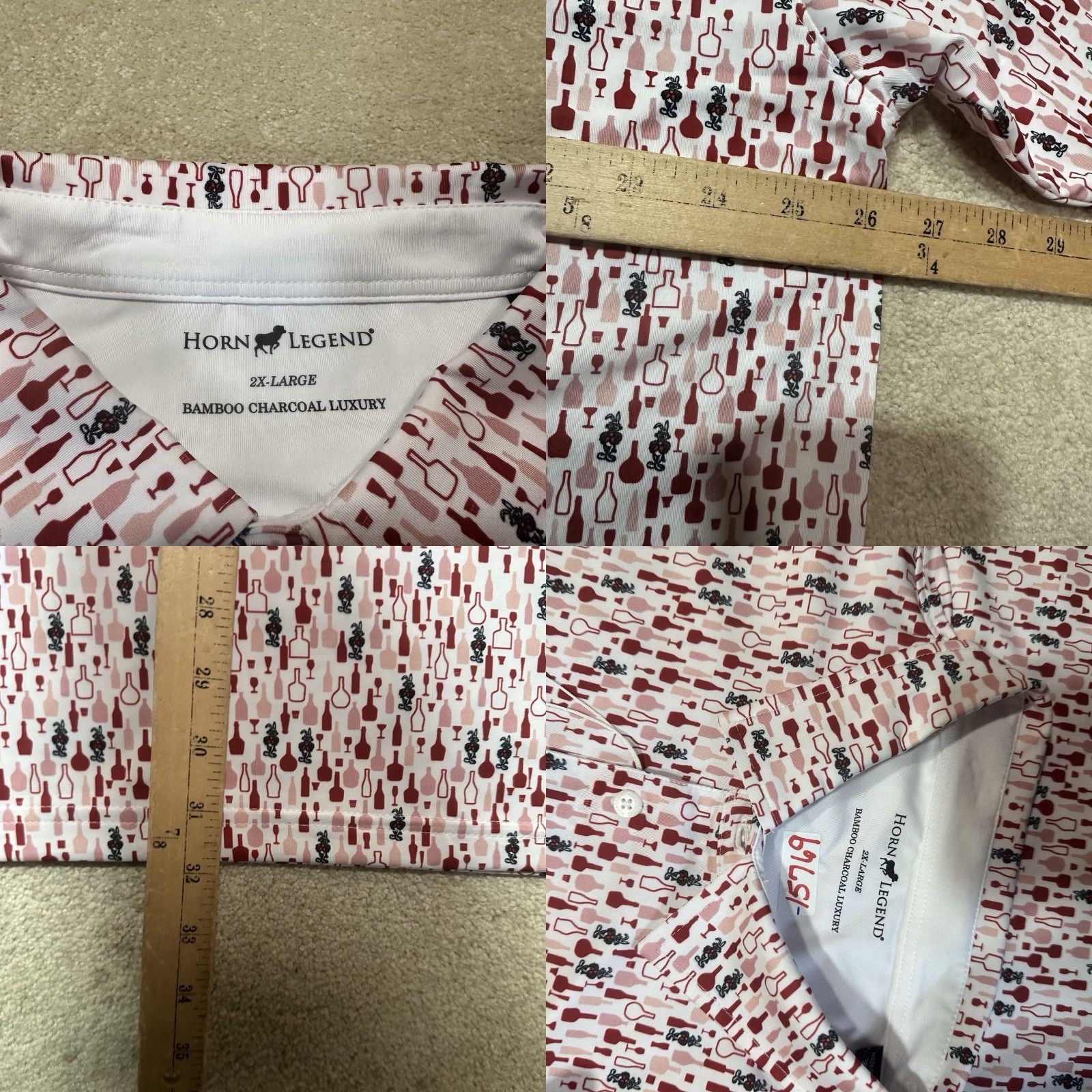 Vintage Horn Legend Polo Mens 2XL Red Golf Tournament Bamboo Spec's Size US XXL / EU 58 / 5 - 8 Thumbnail