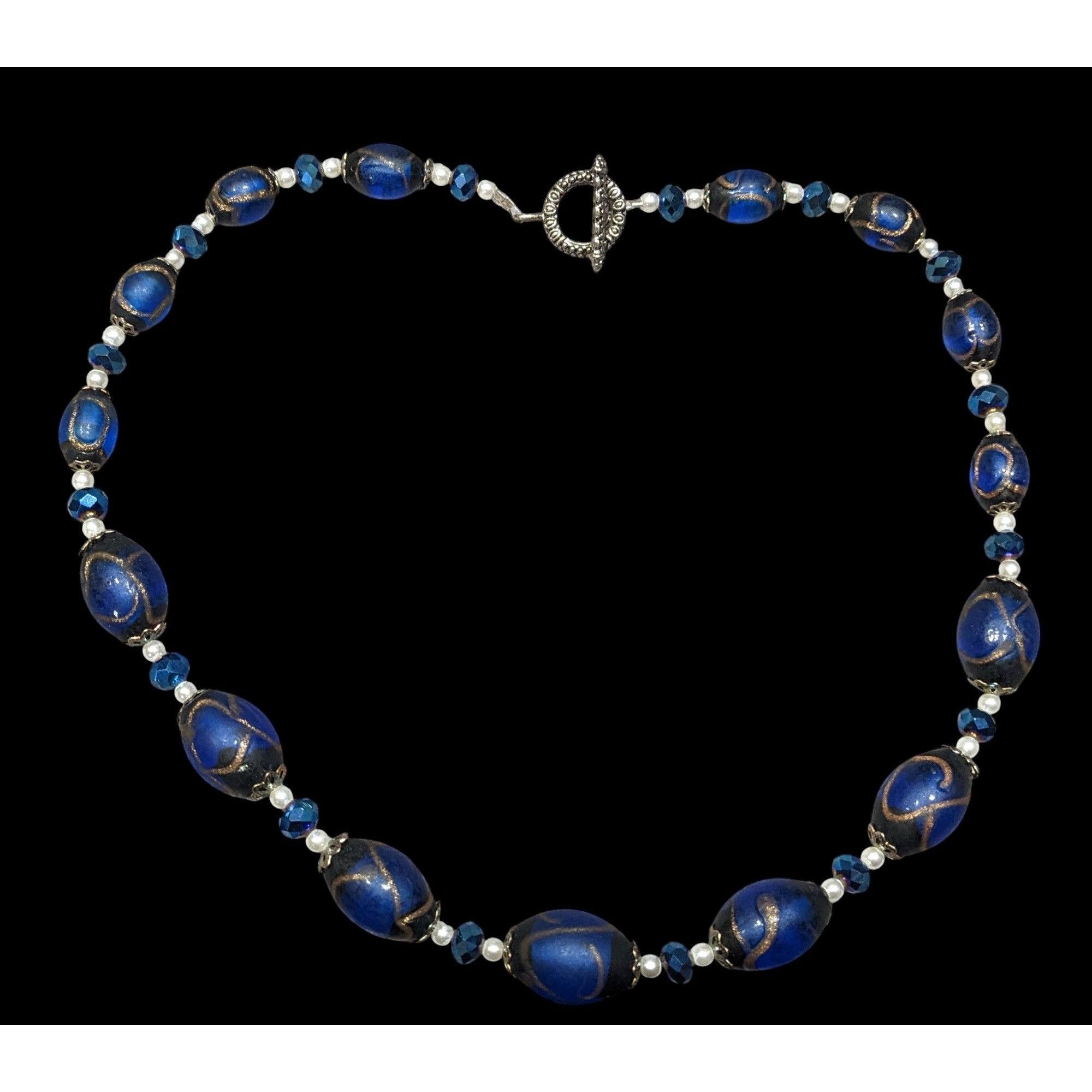 Other Regal Handmade Blue Glass And Faux Pearl Beaded Necklace Size ONE SIZE - 1 Thumbnail
